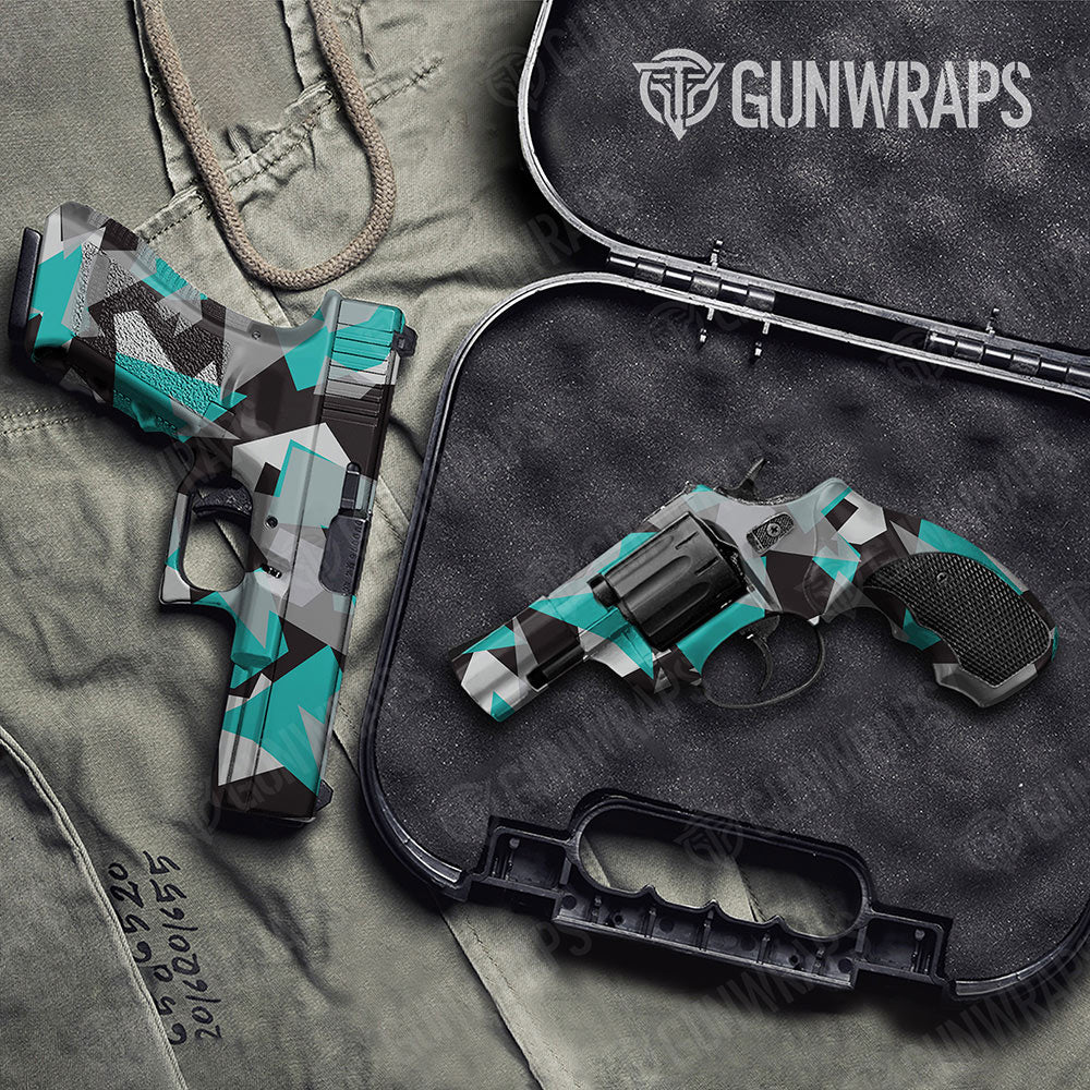 Shattered Tiffany Blue Tiger Gun Skin Vinyl Wrap