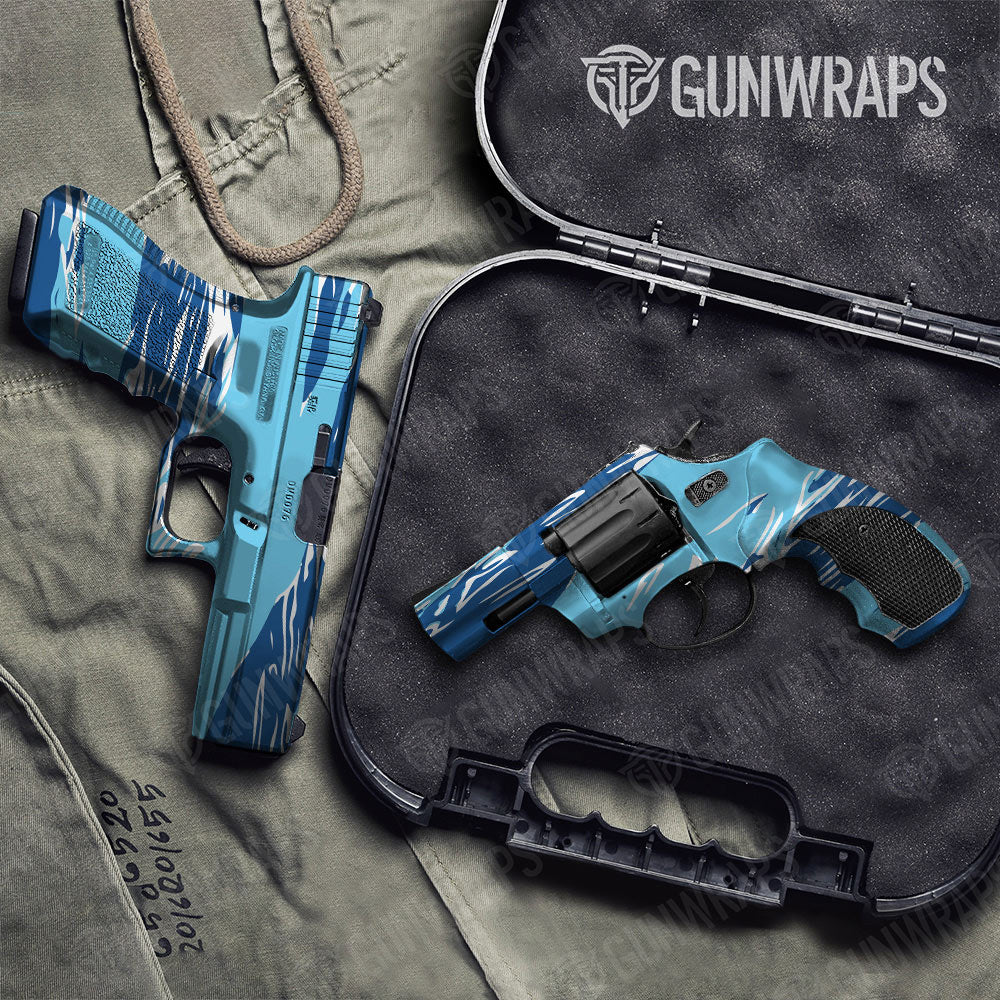 Shredded Baby Blue Gun Skin Vinyl Wrap