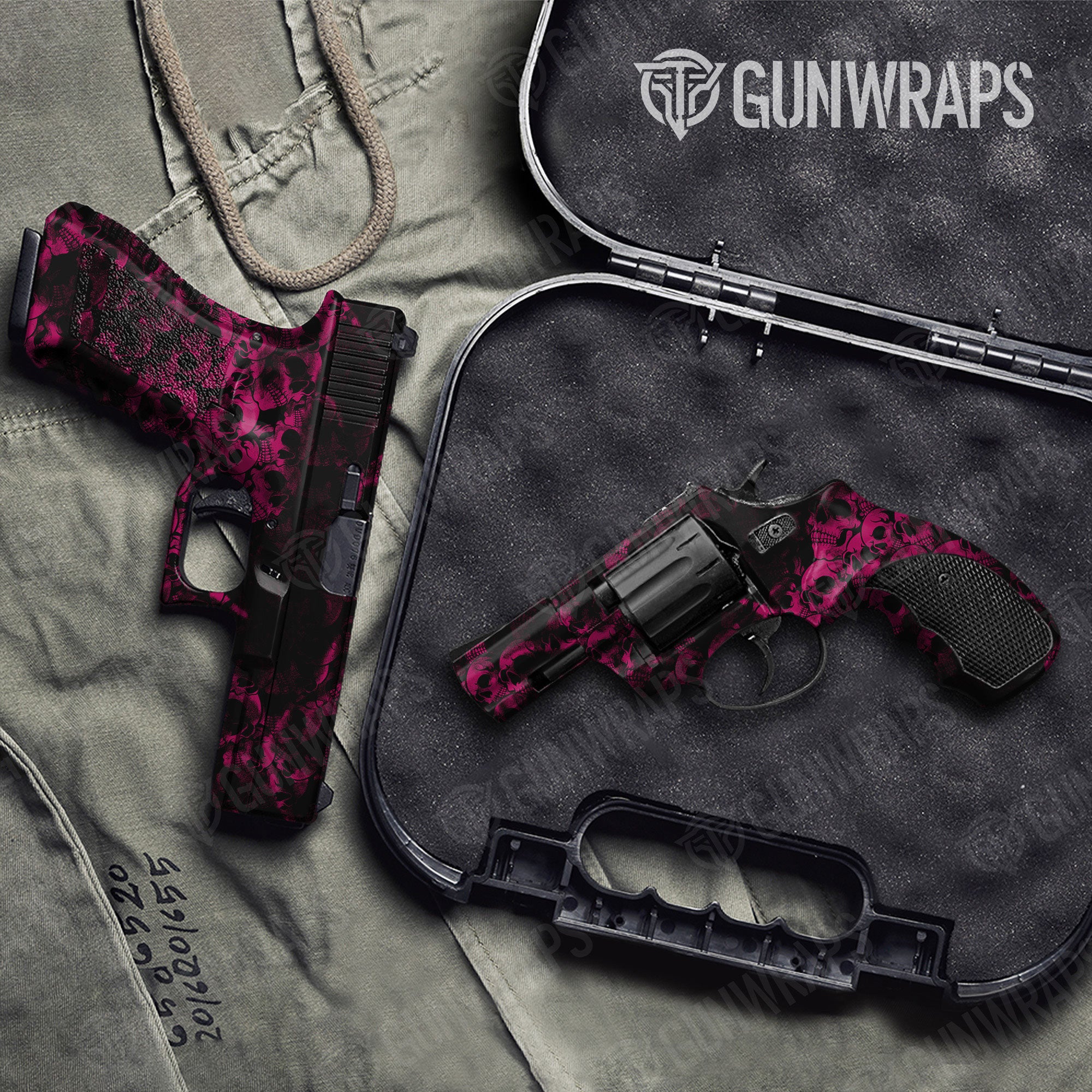 Skull Magenta Gun Skin Vinyl Wrap