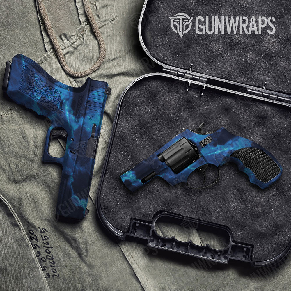 Stone Blue Ice Marble Gun Skin Vinyl Wrap
