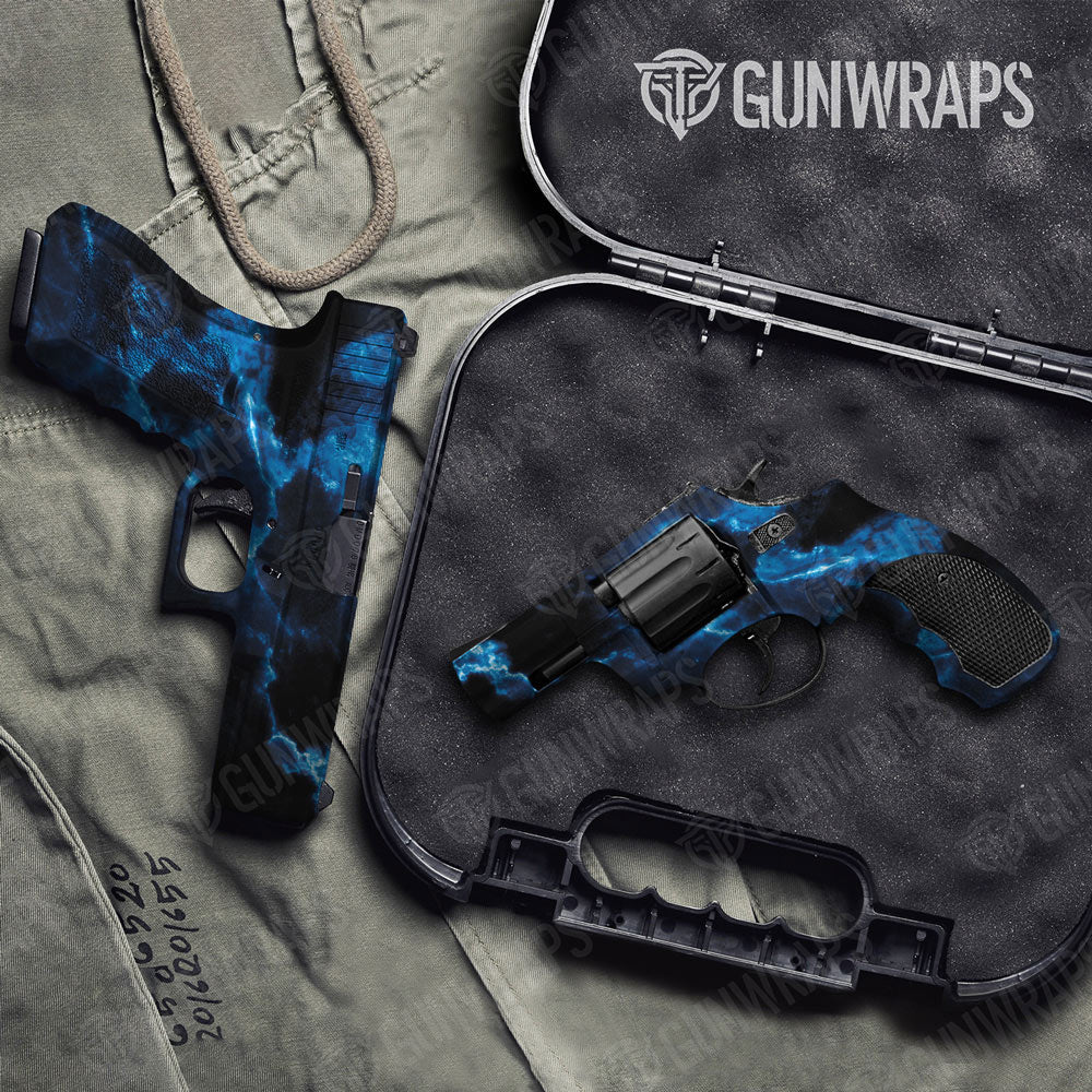 Stone Blue Lightning Marble Gun Skin Vinyl Wrap