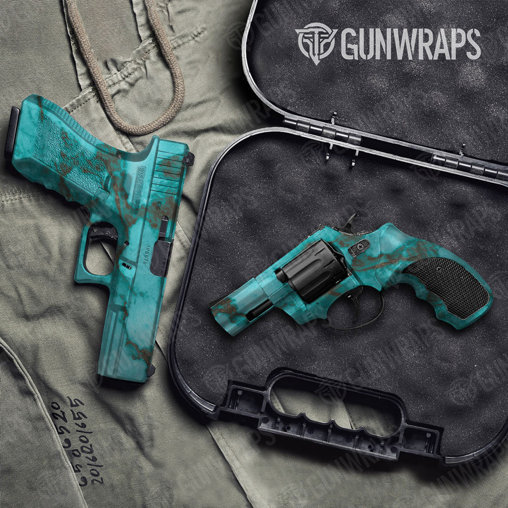 Stone Turquoise Marble Gun Skin Vinyl Wrap