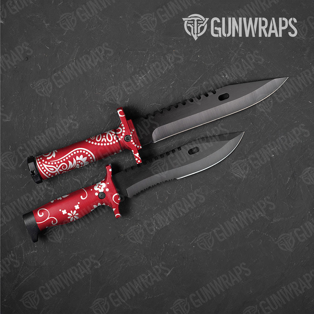 Bandana Red And White Gun Skin Vinyl Wrap