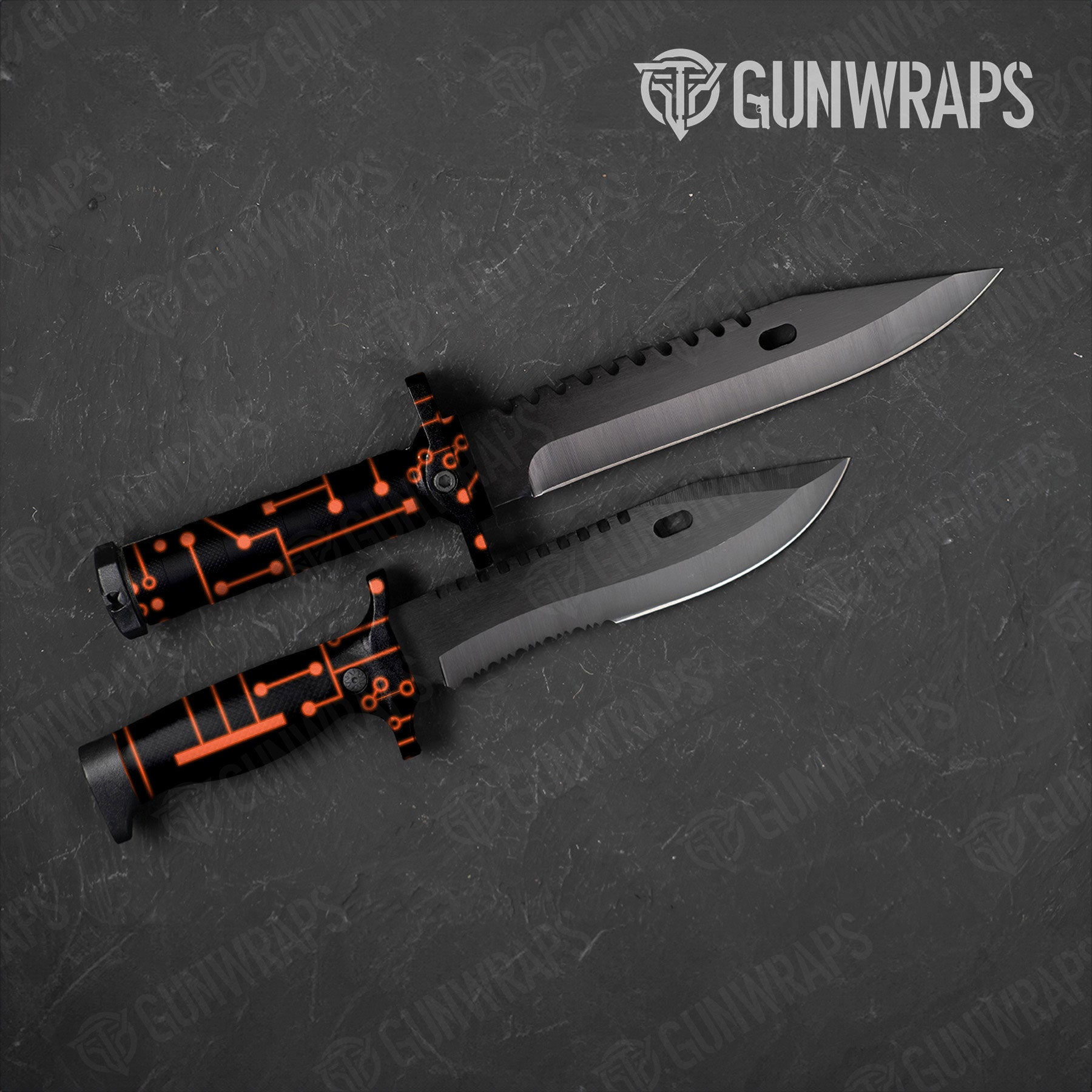 Knife Circuit Board Orange Gun Skin Vinyl Wrap