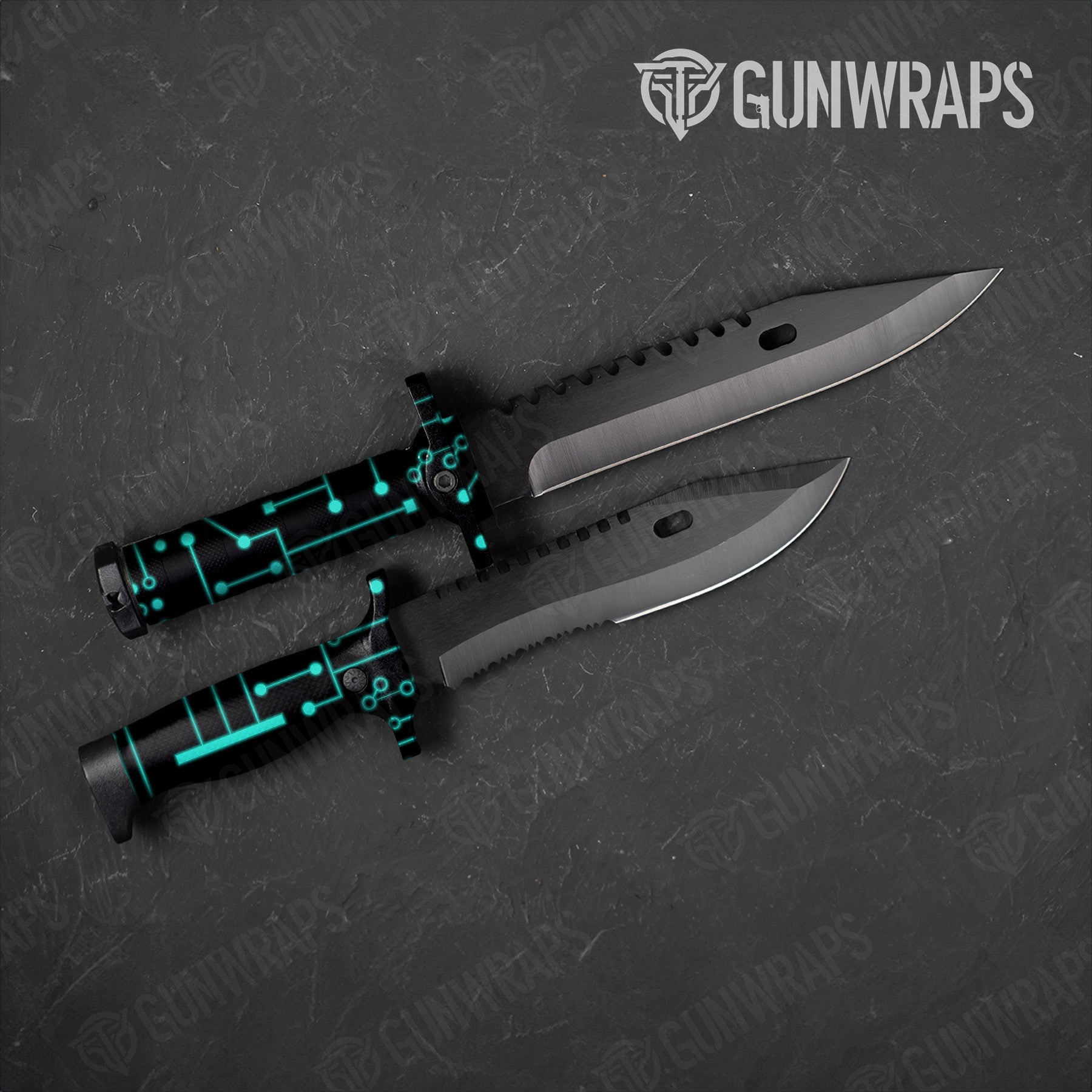 Knife Circuit Board Tiffany Blue Gun Skin Vinyl Wrap