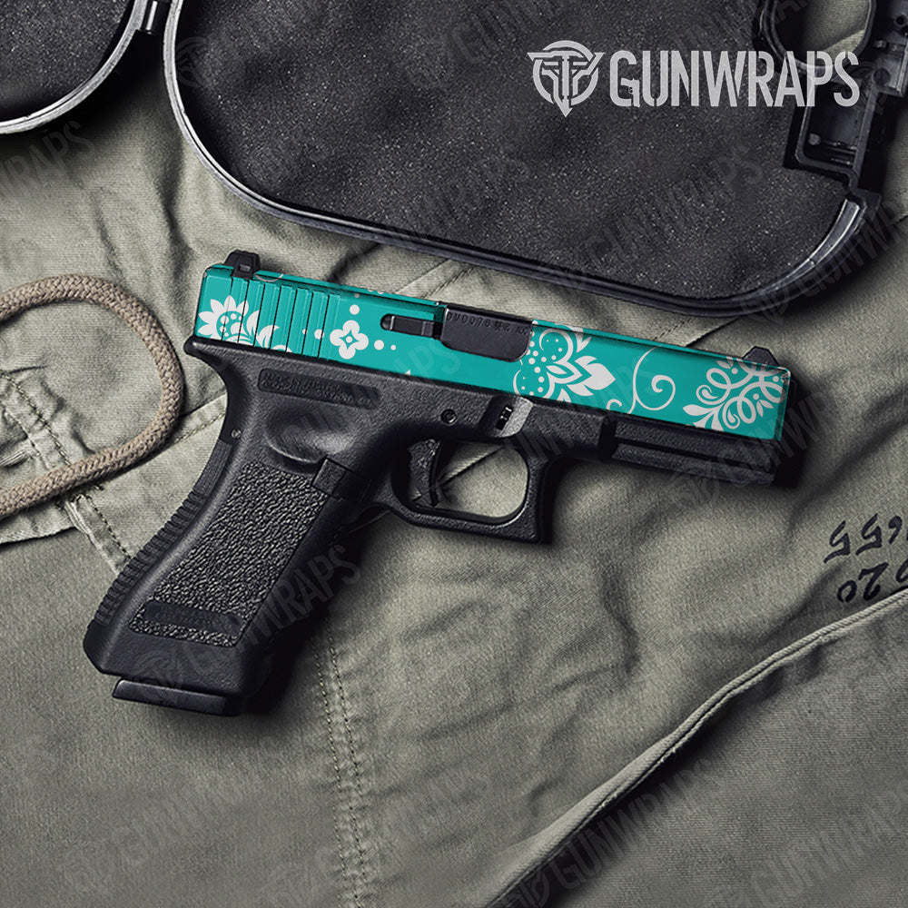 Bandana Tiffany Blue And White Gun Skin Vinyl Wrap