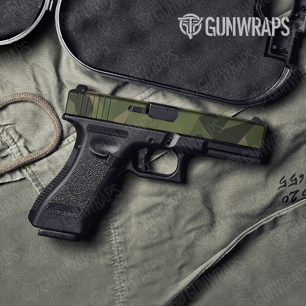 Shattered Army Green Gun Skin Vinyl Wrap