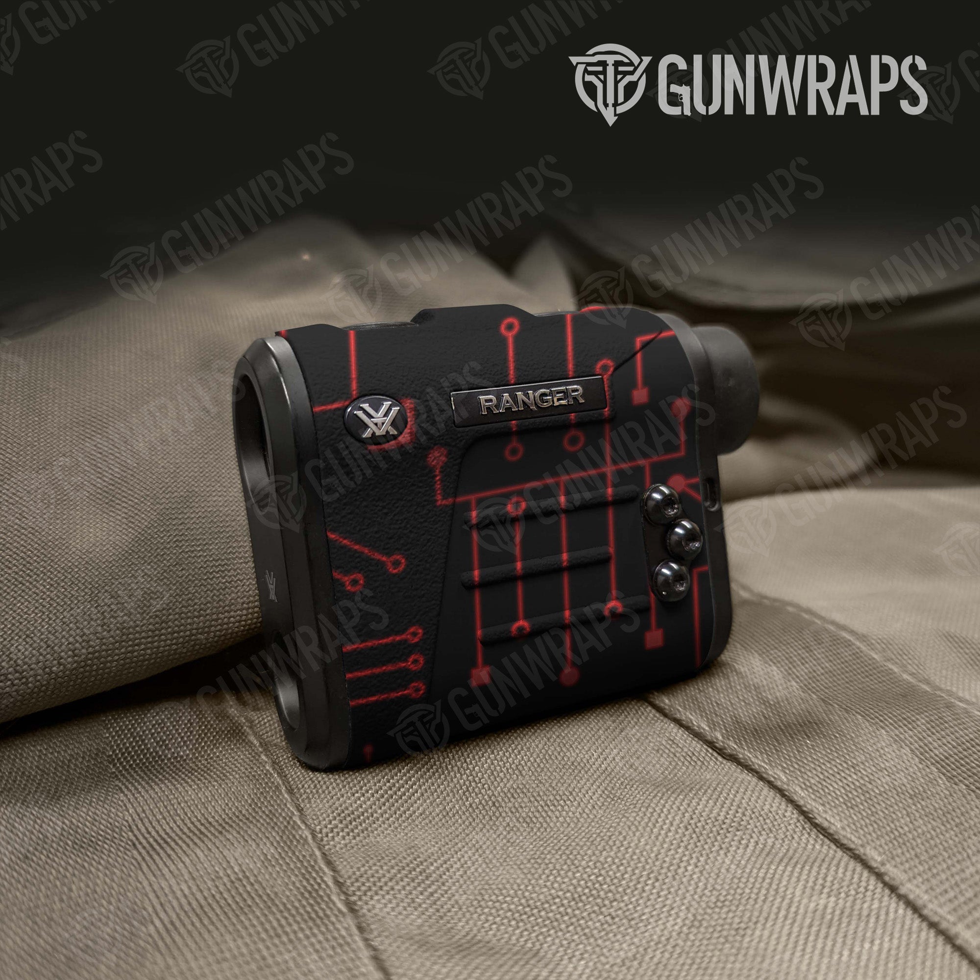 Rangefinder Circuit Board Red Gun Skin Vinyl Wrap
