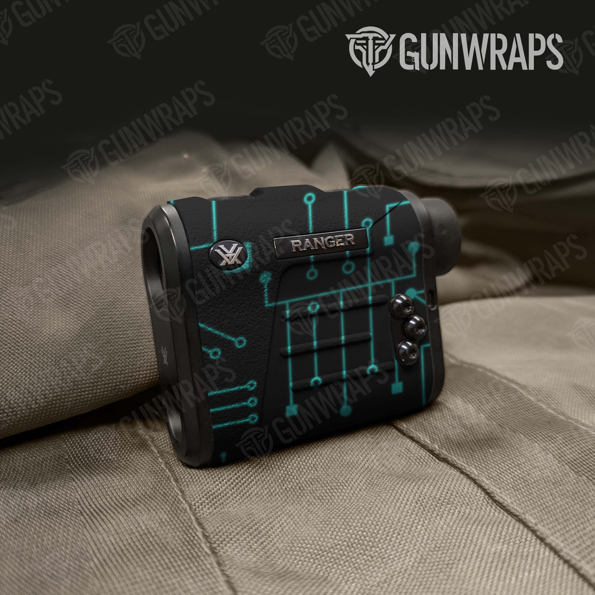 Rangefinder Circuit Board Tiffany Blue Gun Skin Vinyl Wrap