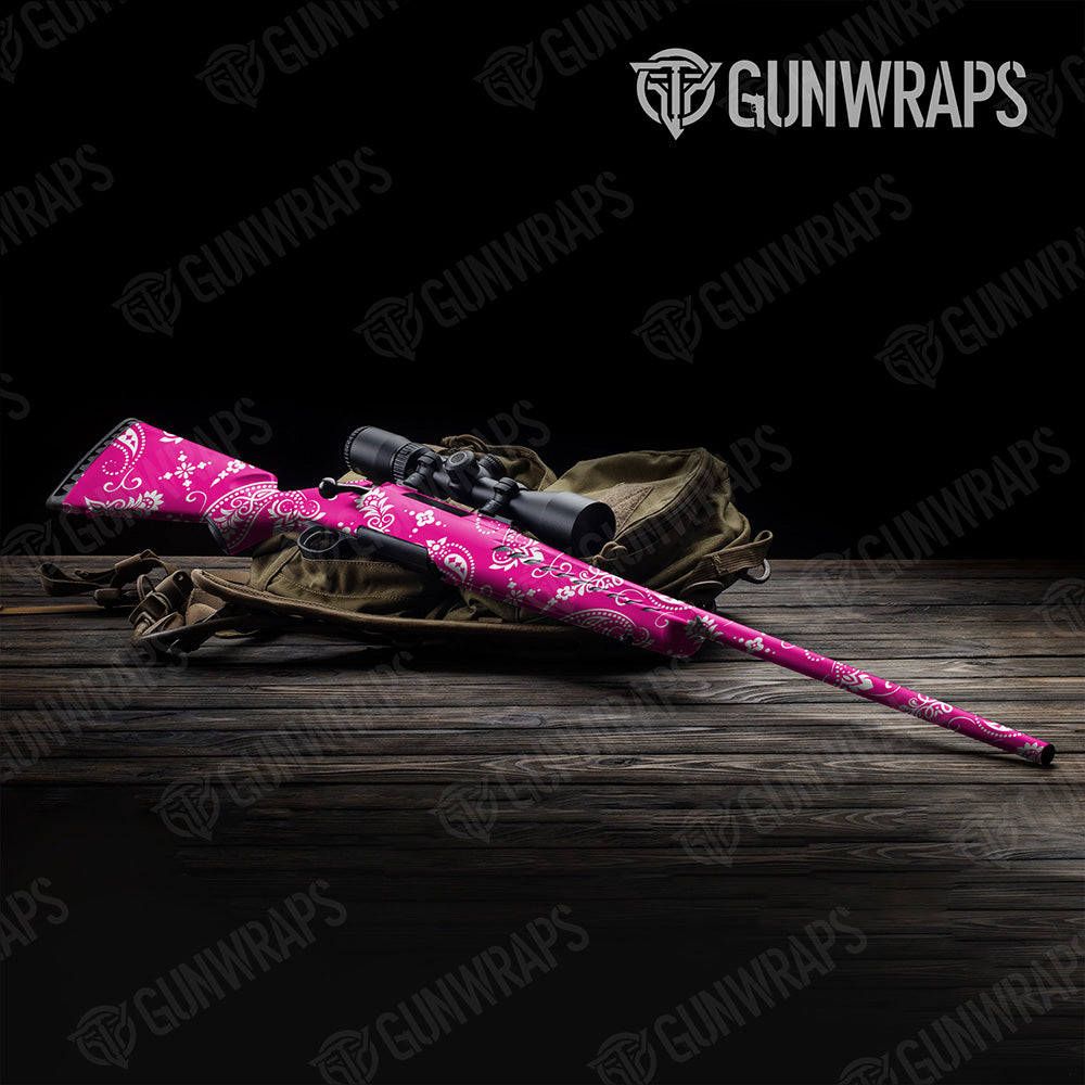 Bandana Magenta And White Gun Skin Vinyl Wrap