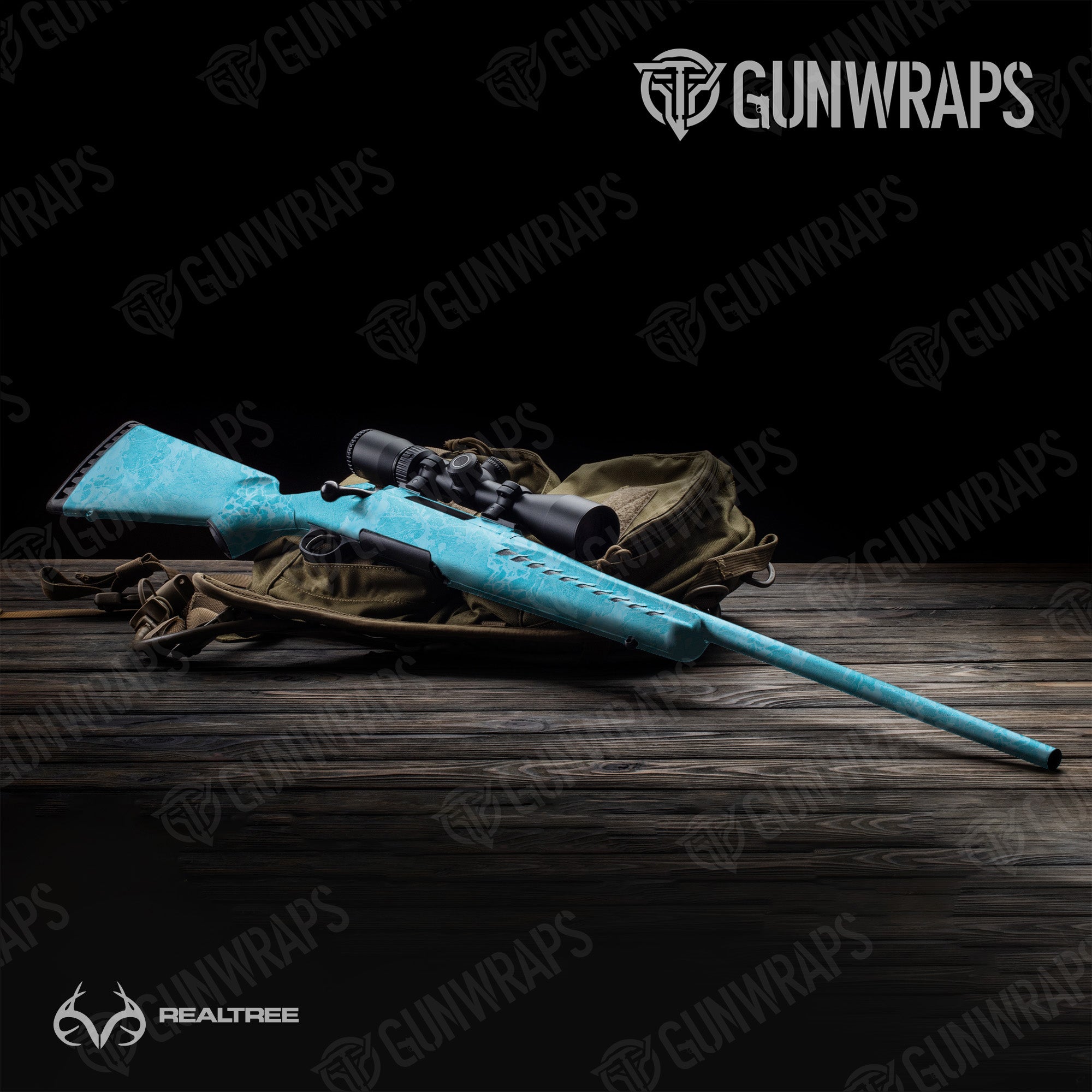 Realtree WAV3 Light Blue Gun Skin Vinyl Wrap