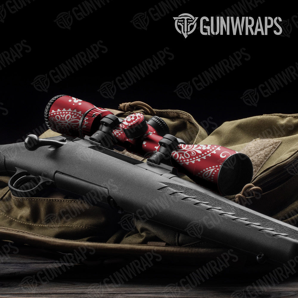 Bandana Red And White Gun Skin Vinyl Wrap