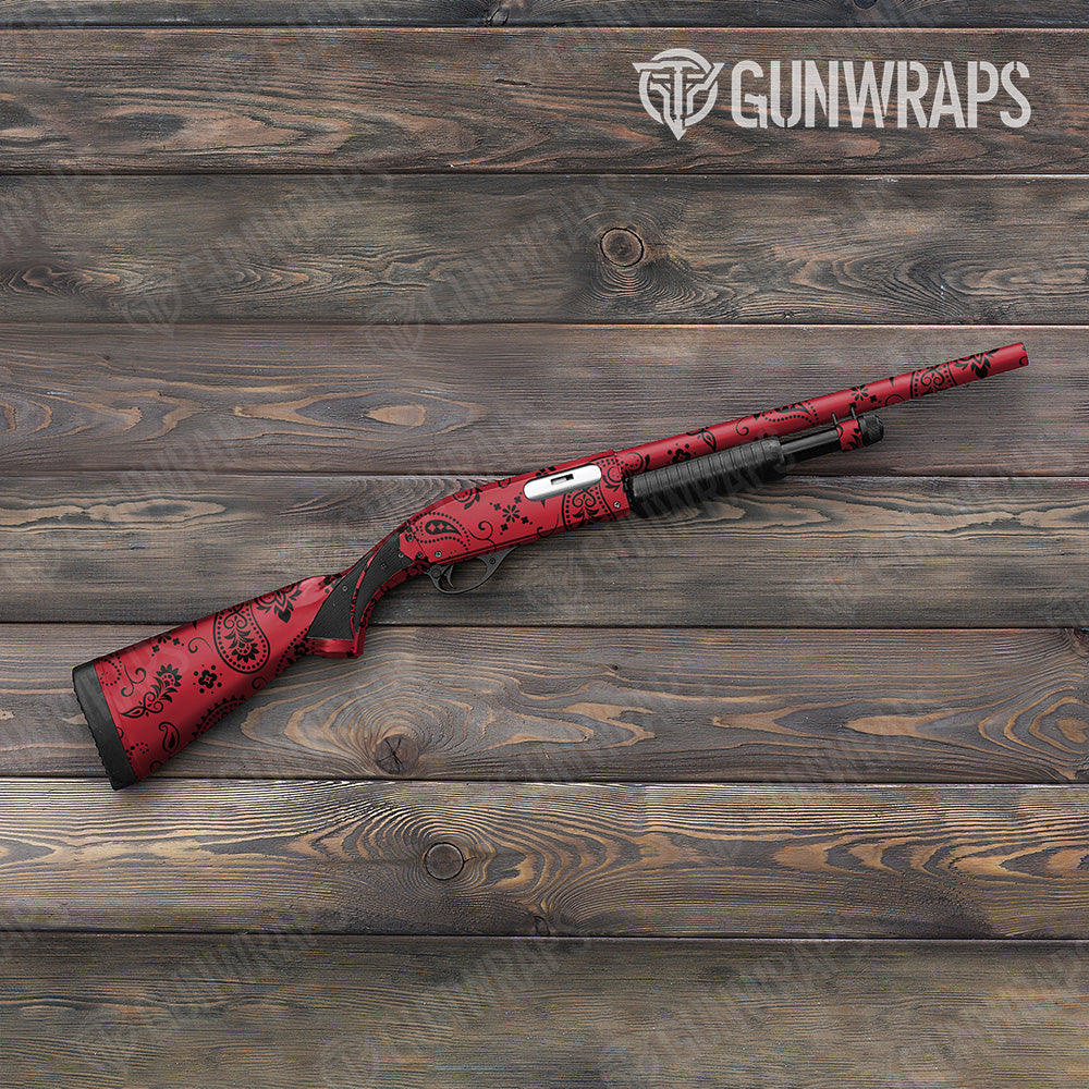 Bandana Red And Black Gun Skin Vinyl Wrap
