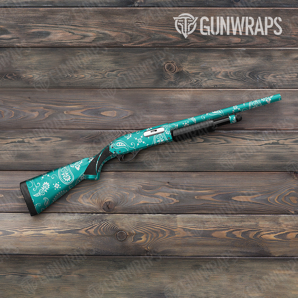Bandana Tiffany Blue And White Gun Skin Vinyl Wrap