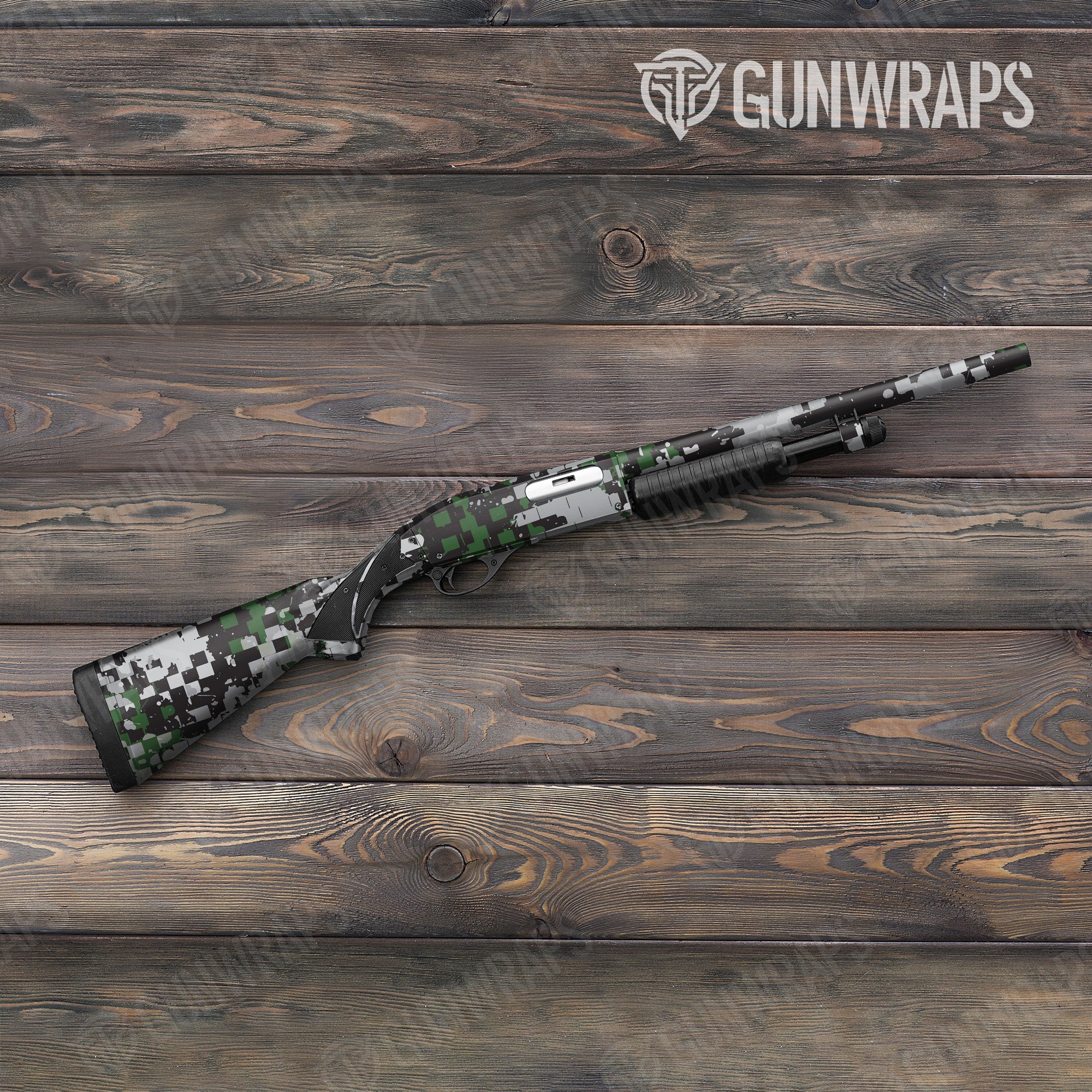 Broken Plaid Green Tiger Gun Skin Vinyl Wrap