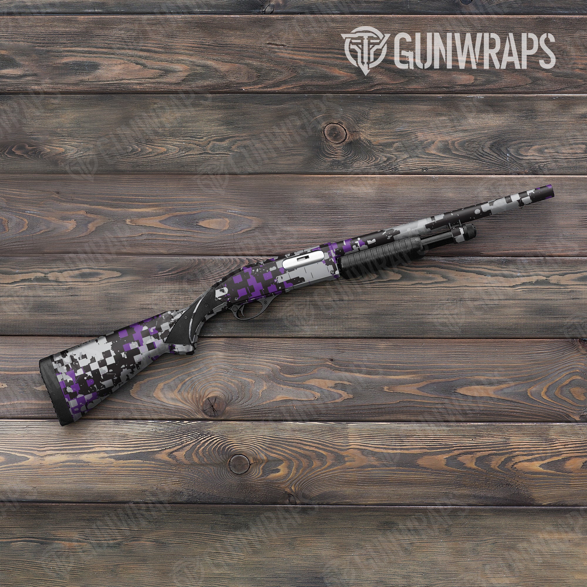 Broken Plaid Purple Tiger Gun Skin Vinyl Wrap
