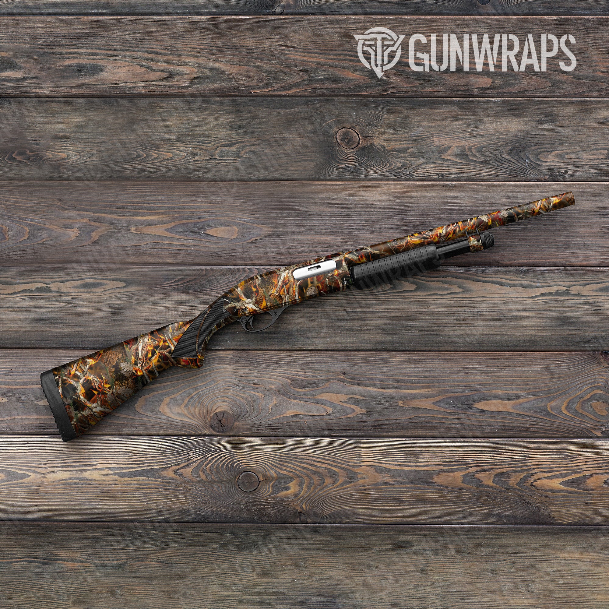 Nature Burning Buck Skull Gun Skin Vinyl Wrap