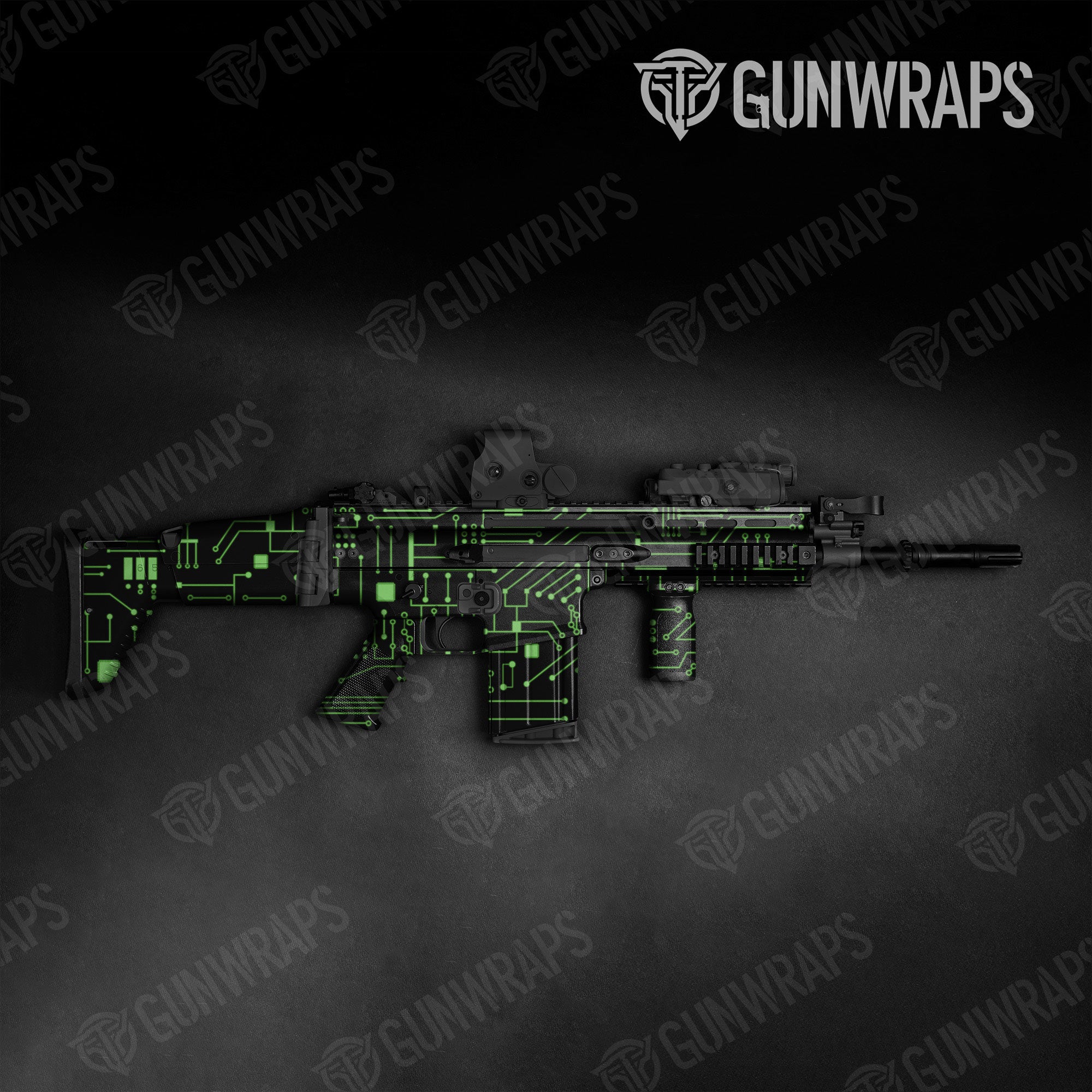 Tactical Circuit Board Green Gun Skin Vinyl Wrap