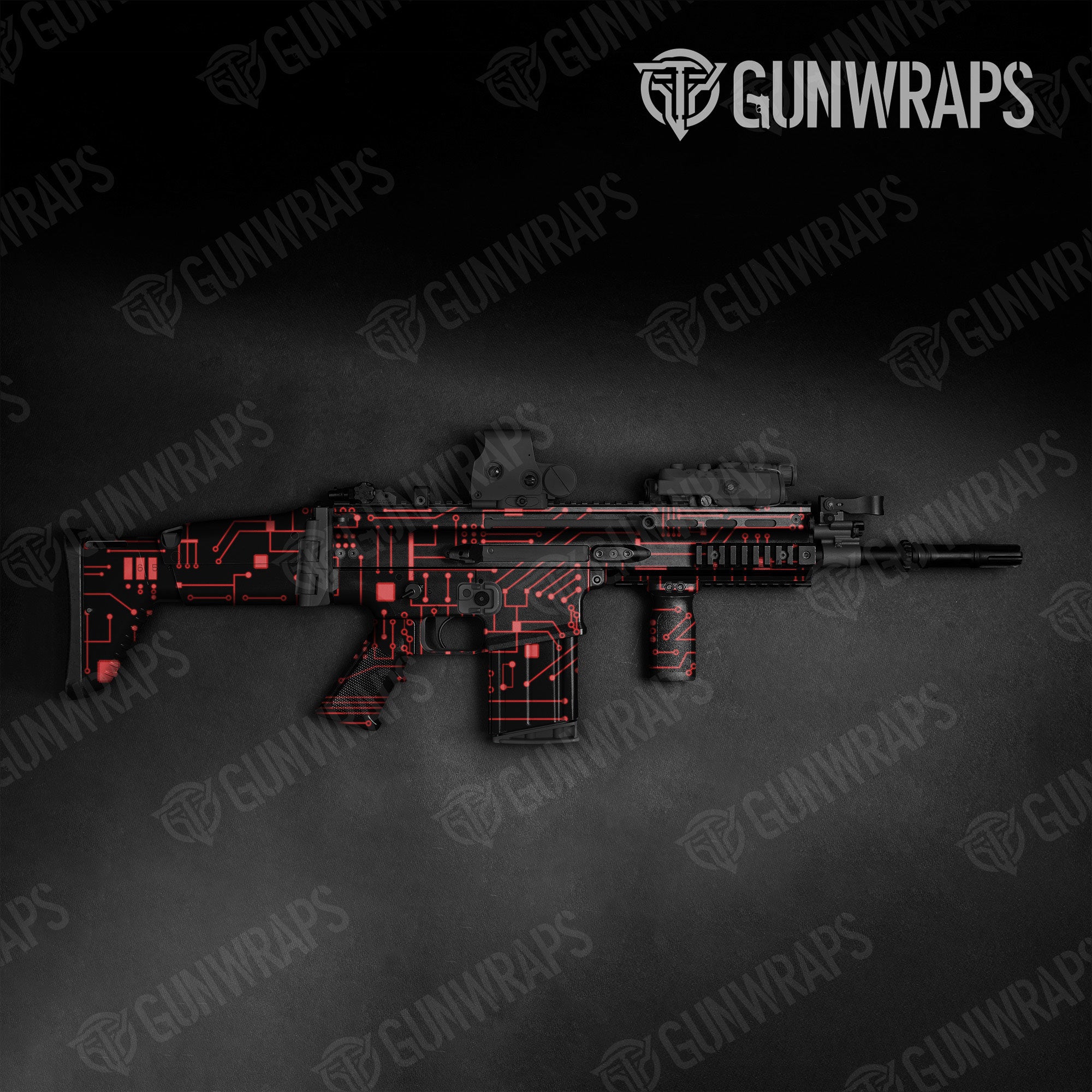 Circuit Board Red Gun Skin Vinyl Wrap