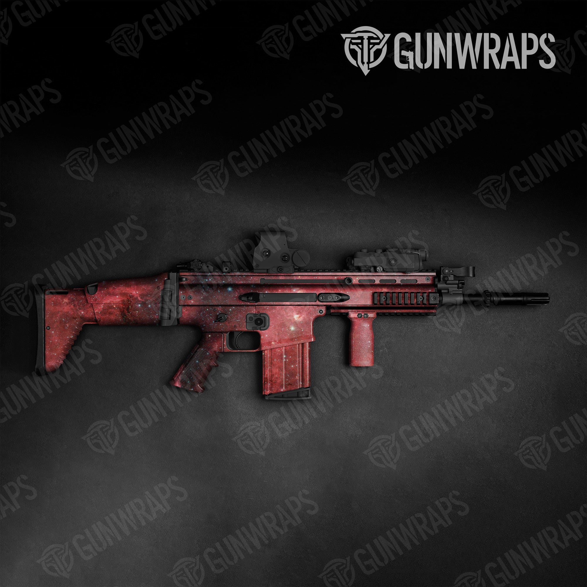Galaxy Red Nebula Gun Skin Vinyl Wrap
