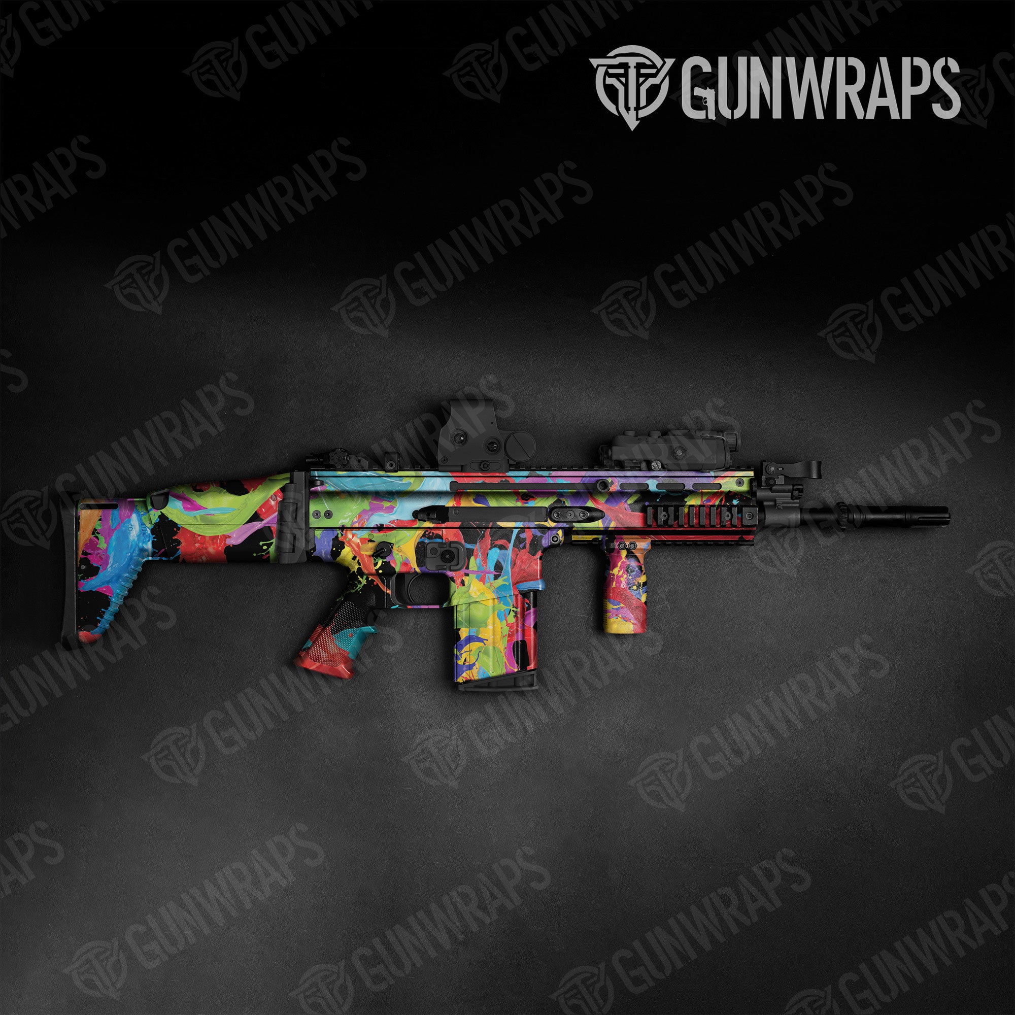 Paint Splatter Black Gun Skin Vinyl Wrap
