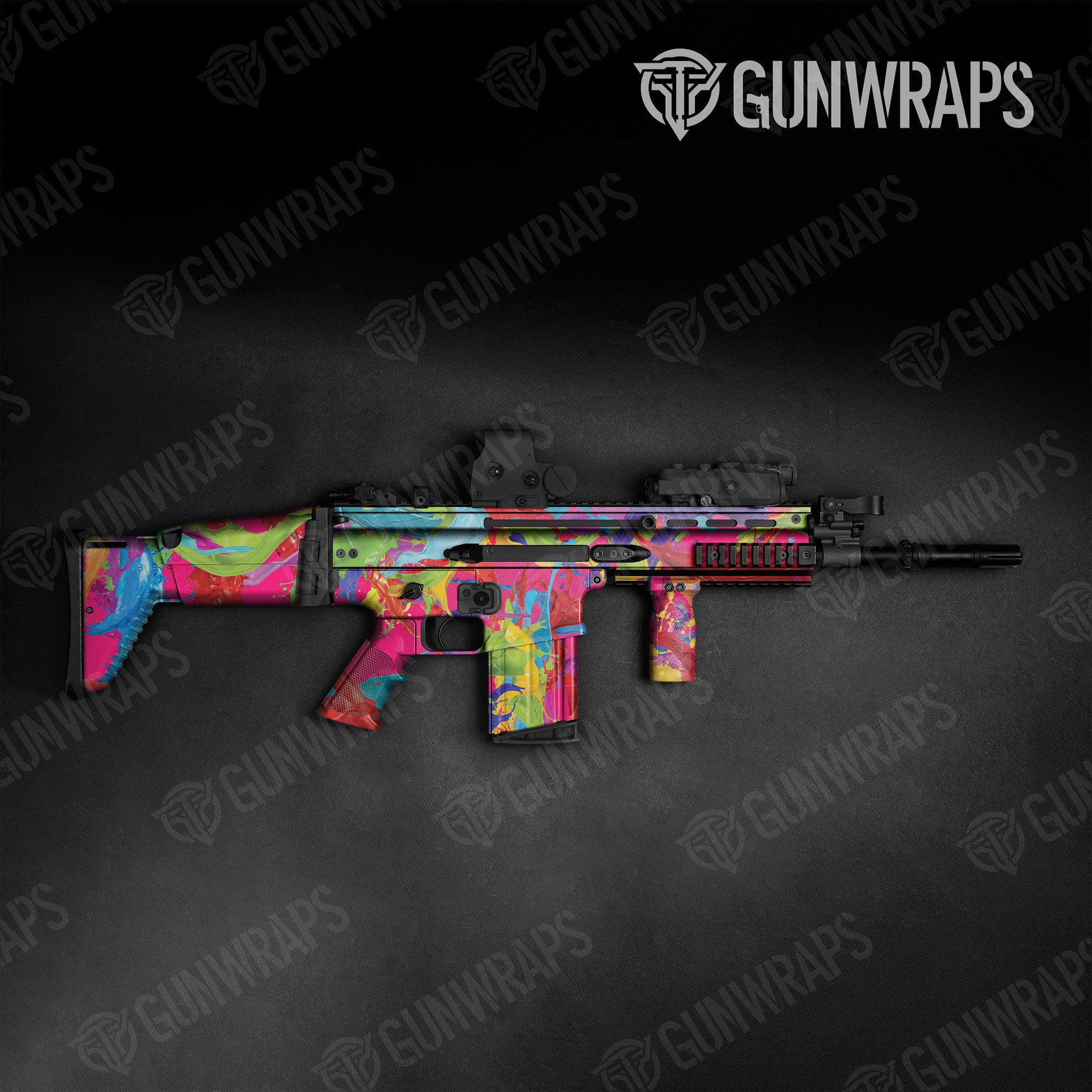 Paint Splatter Magenta Gun Skin Vinyl Wrap