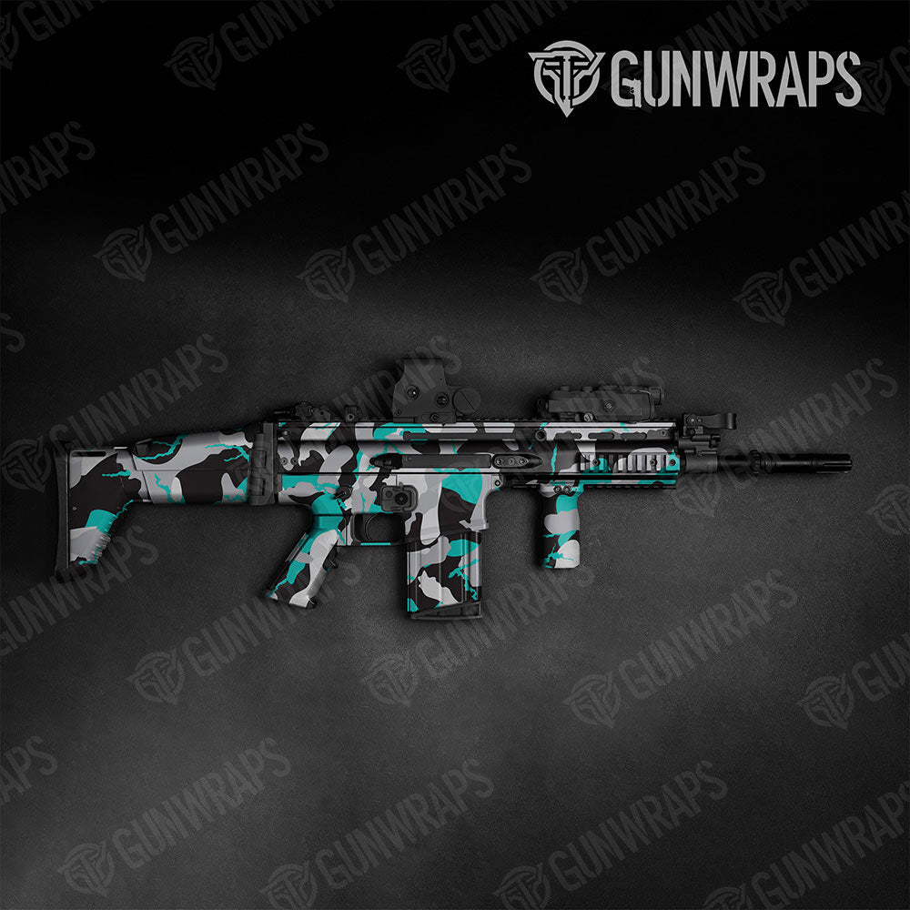 Ragged Tiffany Blue Tiger Gun Skin Vinyl Wrap
