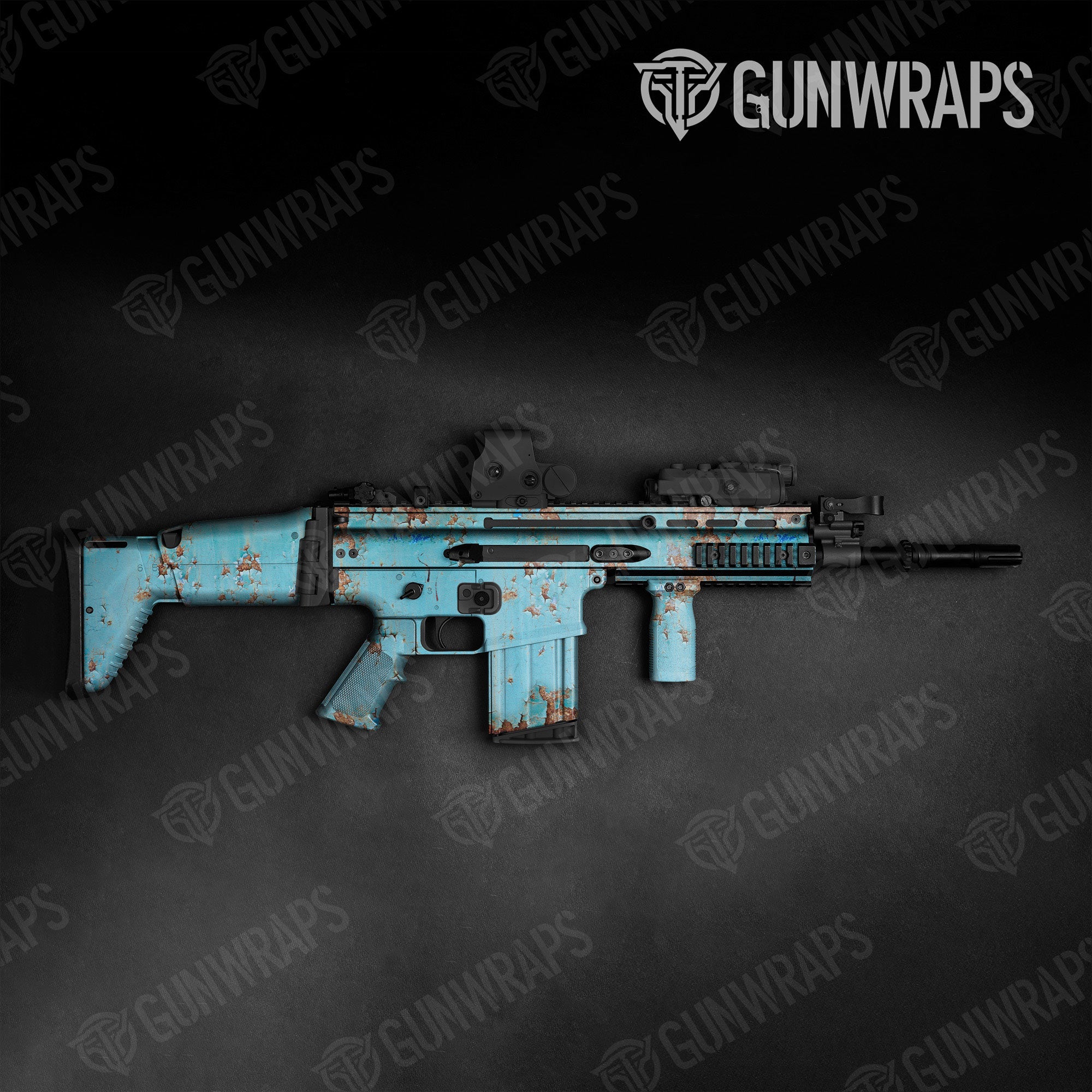 Rust 3D Tiffany Blue Gun Skin Vinyl Wrap