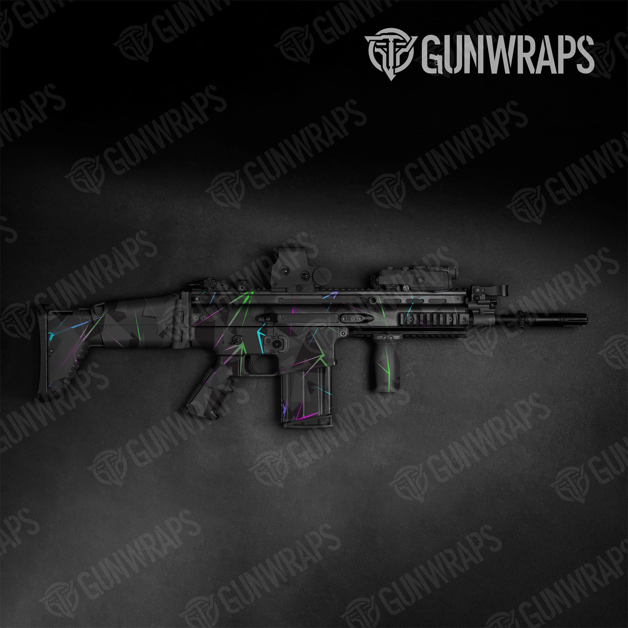 Shattered Laser Elite Black Retro Gun Skin Vinyl Wrap
