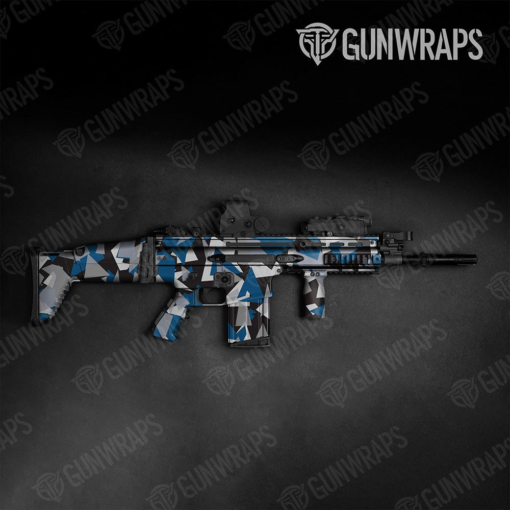 Shattered Blue Tiger Gun Skin Vinyl Wrap