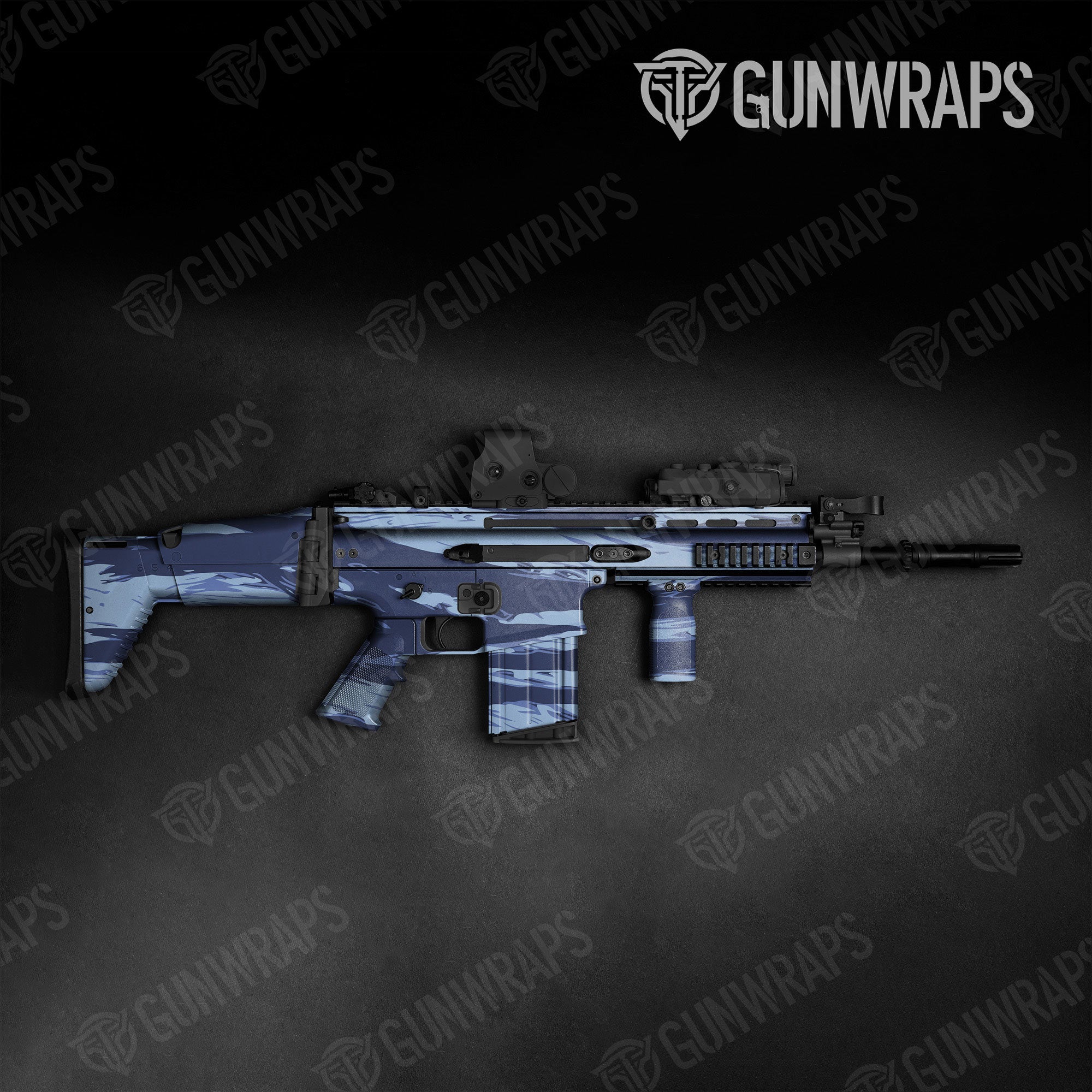 Shredded Blue Urban Night Gun Skin Vinyl Wrap