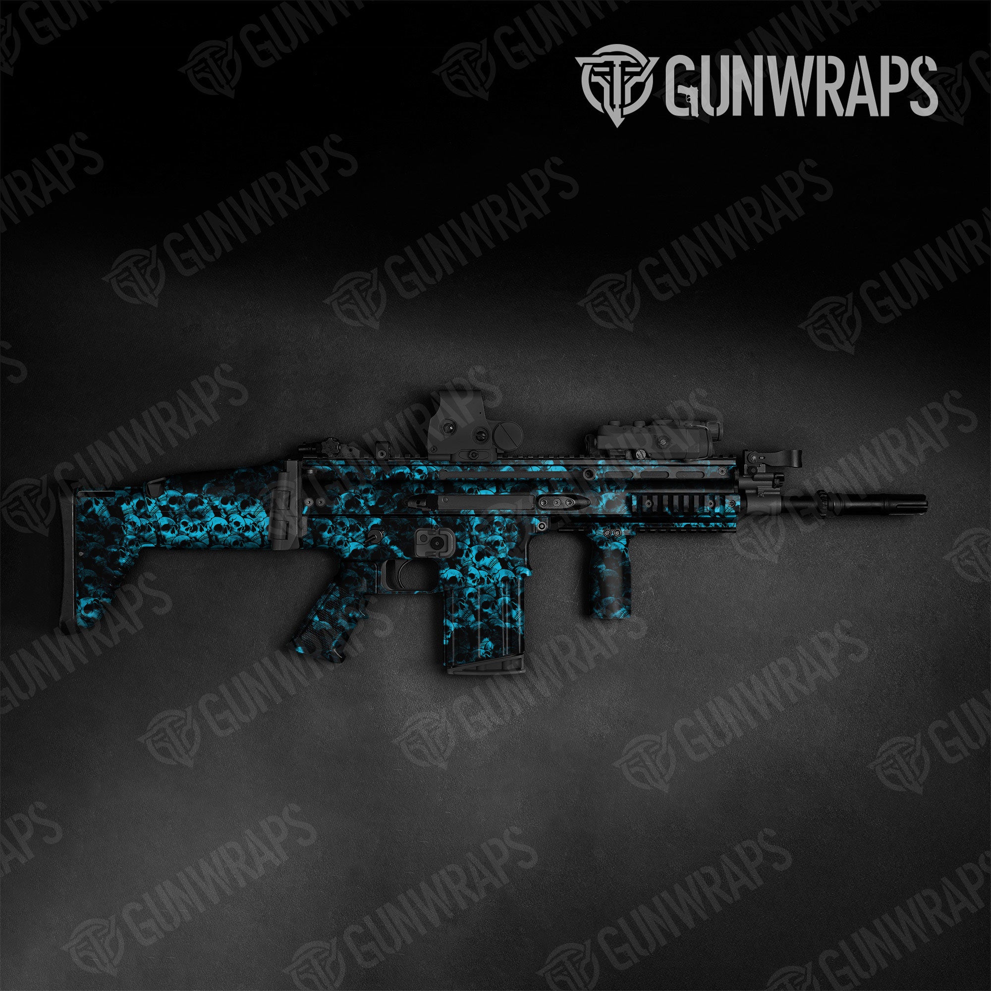 Skull Cyan Gun Skin Vinyl Wrap