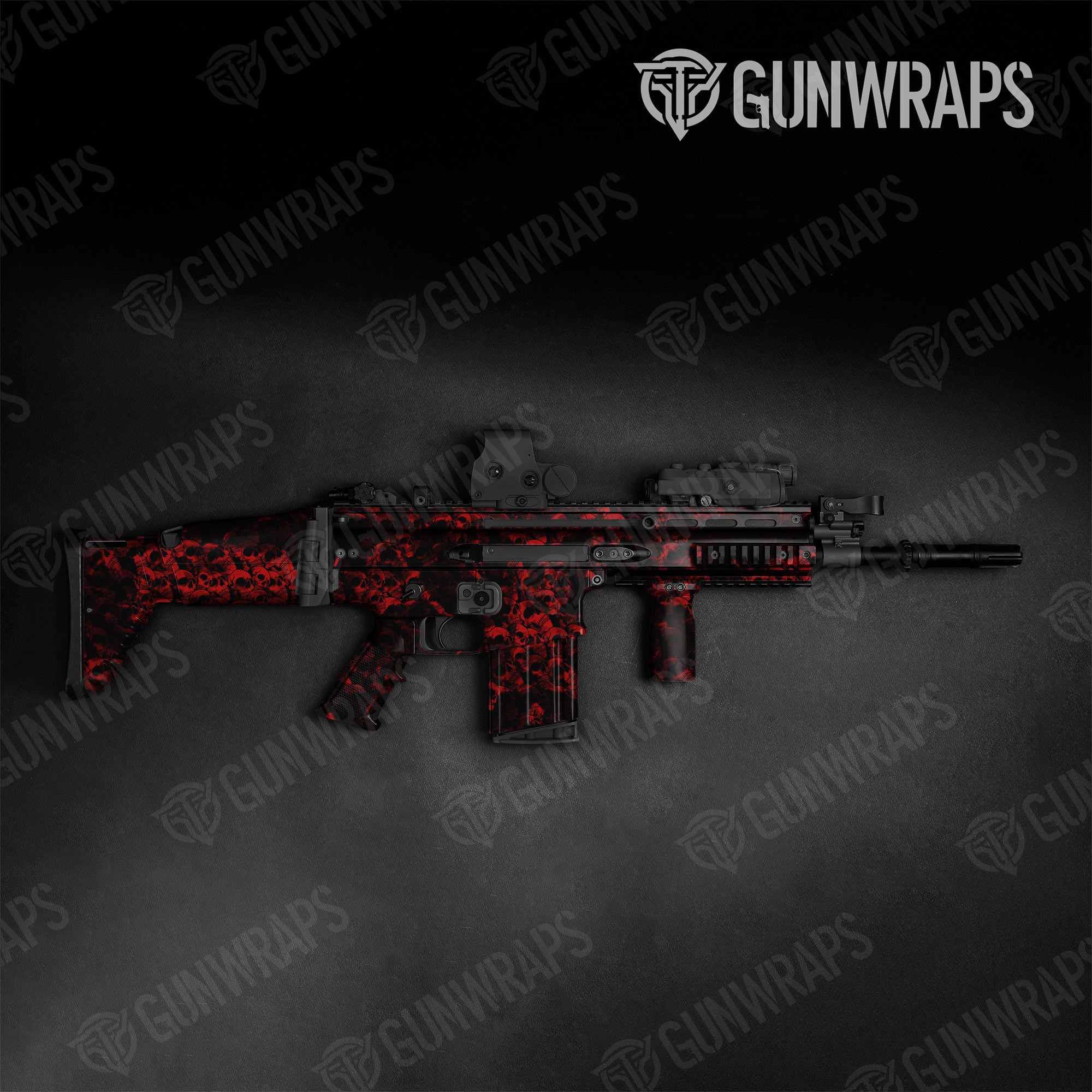 Skull Red Gun Skin Vinyl Wrap