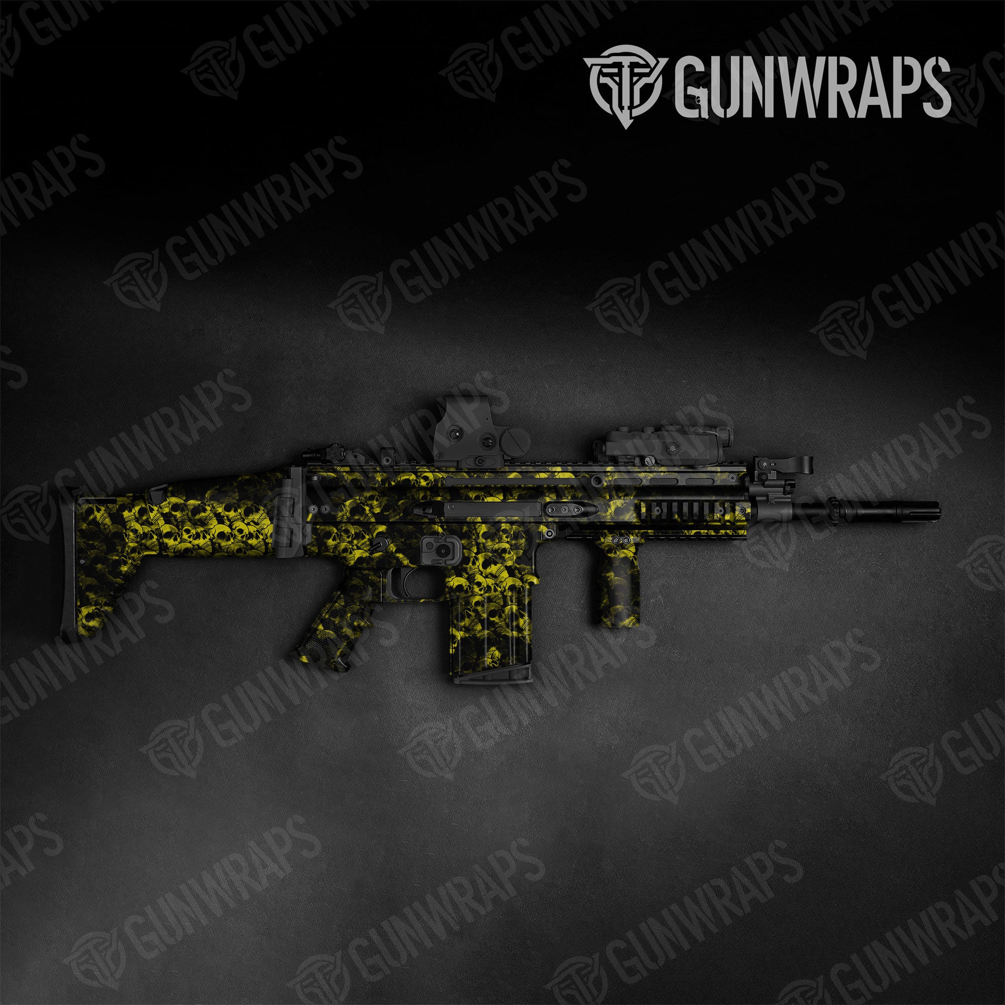 Skull Yellow Gun Skin Vinyl Wrap
