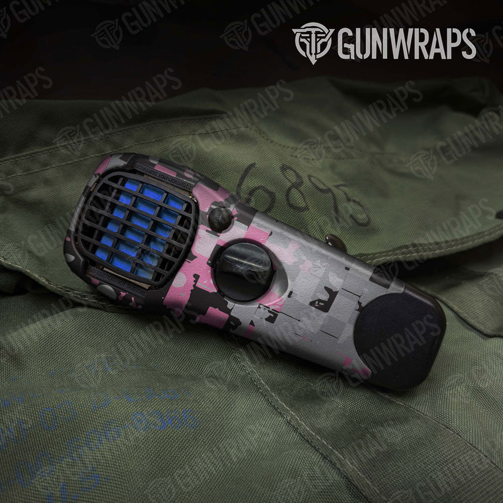 Broken Plaid Pink Tiger Gun Skin Vinyl Wrap