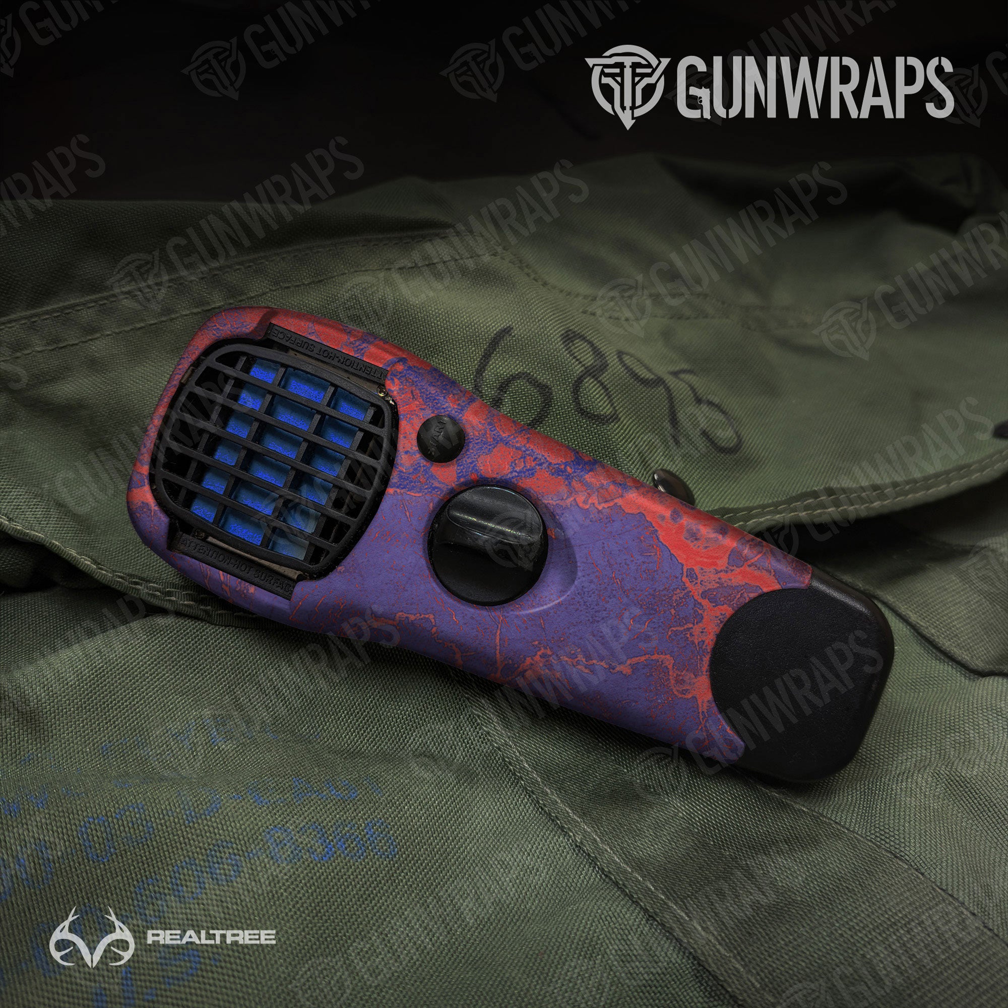 Realtree WAV3 Red Blue Gun Skin Vinyl Wrap