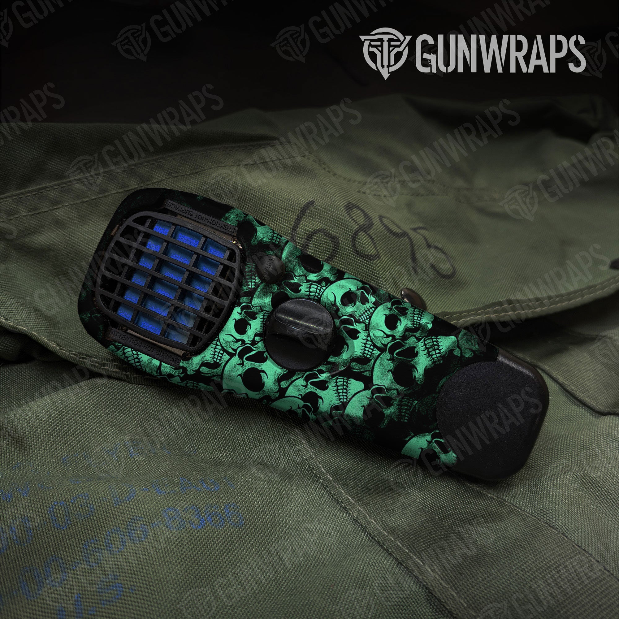 Skull Aquamarine Gun Skin Vinyl Wrap