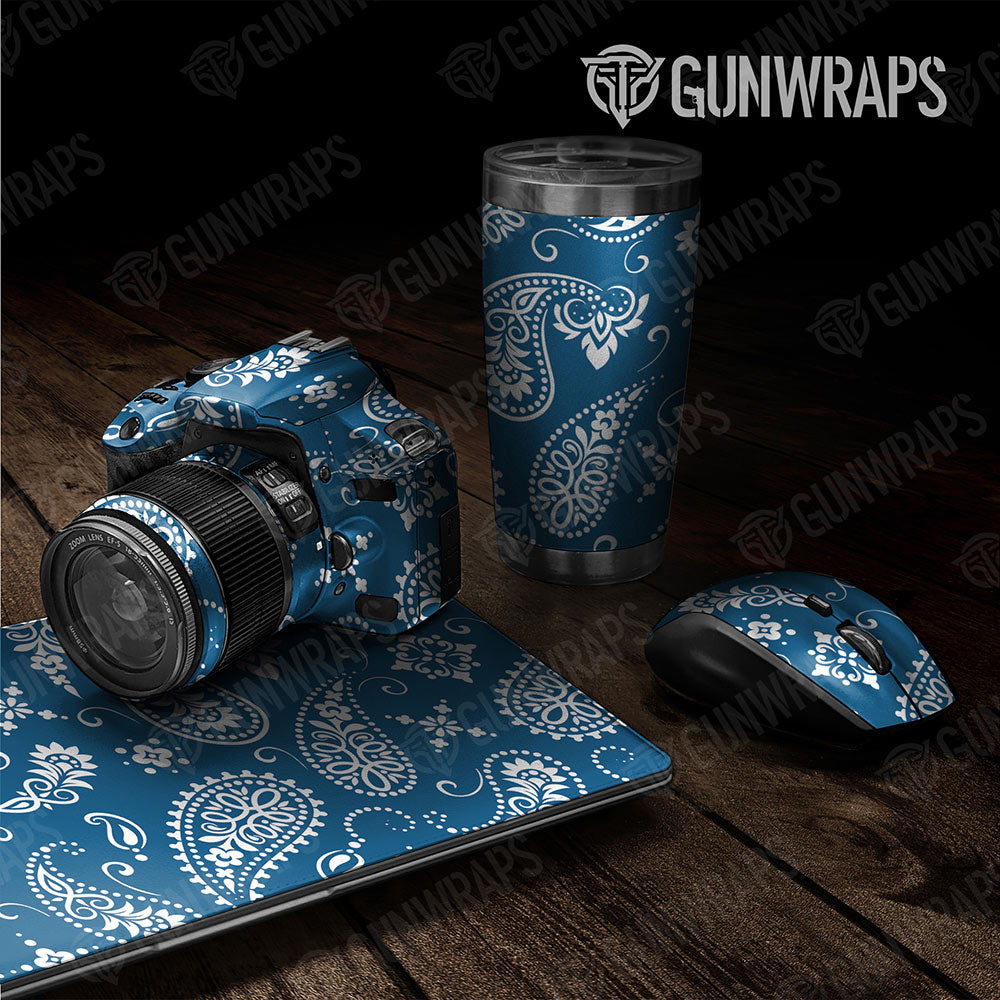 Universal Sheet Bandana Gear Skin Vinyl Wrap Bandana Blue And White Gear Skin Vinyl Wrap