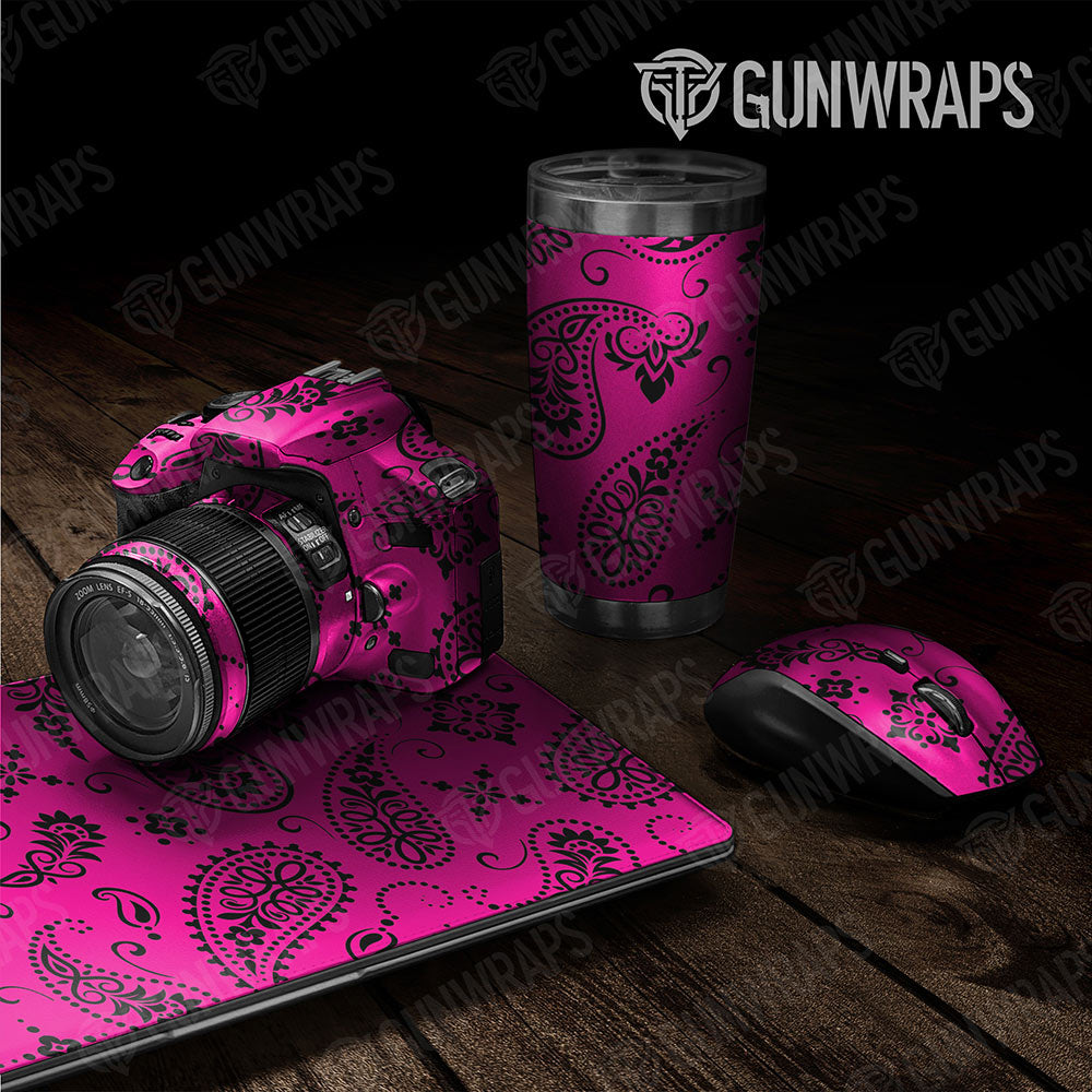 Universal Sheet Bandana Gear Skin Vinyl Wrap Bandana Magenta And Black Gear Skin Vinyl Wrap