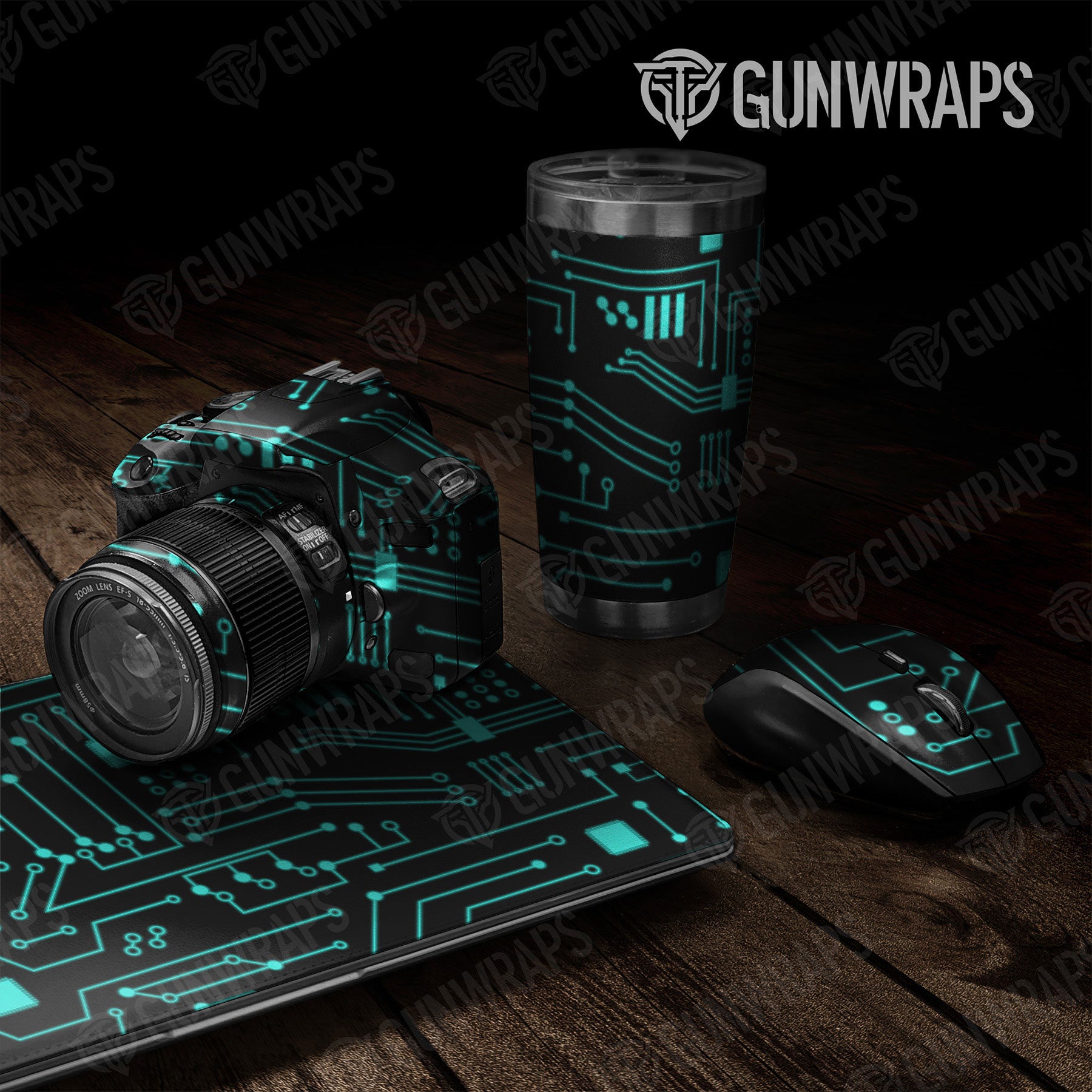Universal Sheet Circuit Board Blue Gun Skin Vinyl Wrap