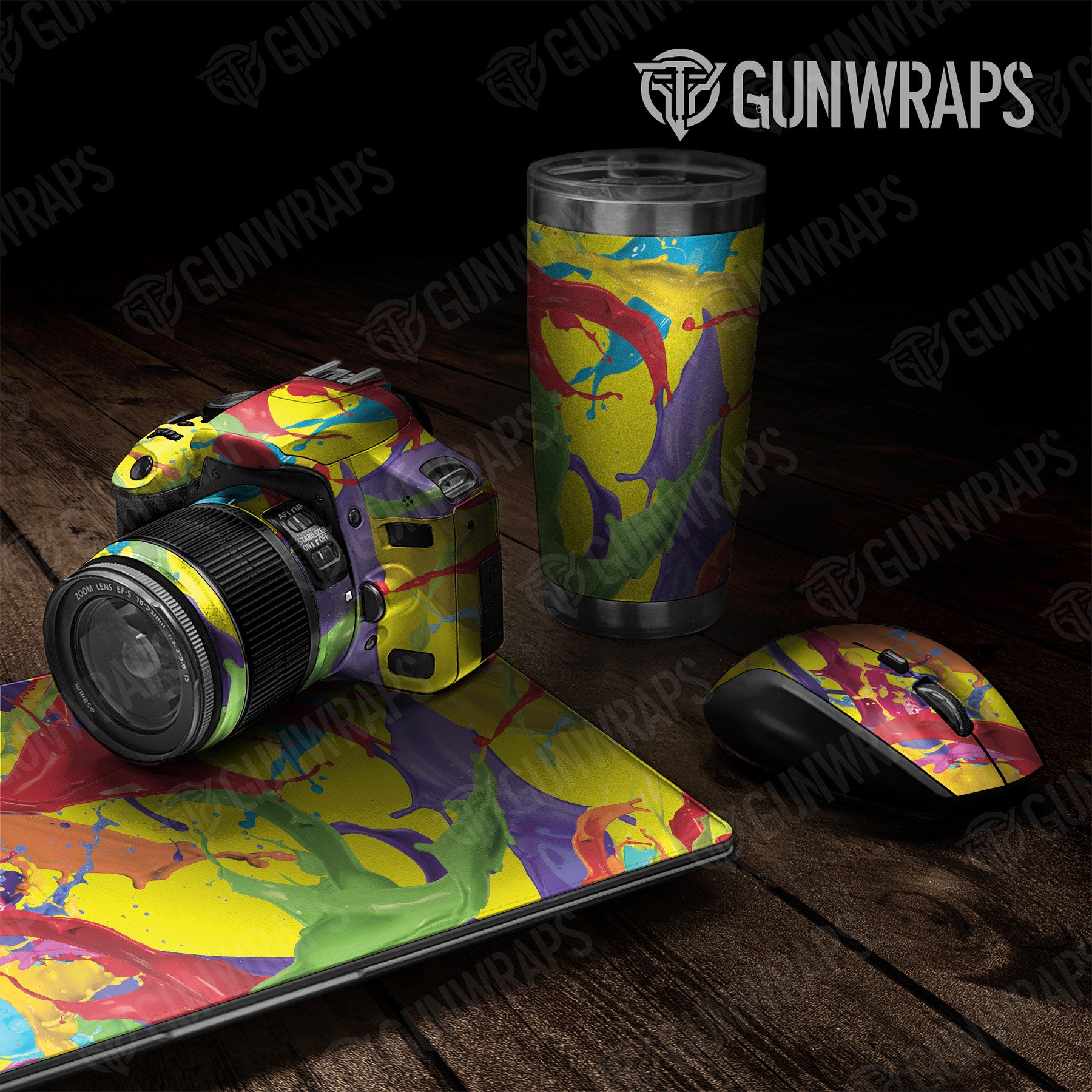Universal Sheet Paint Splatter Gear Skin Vinyl Wrap Paint Splatter Yellow Gear Skin Vinyl Wrap