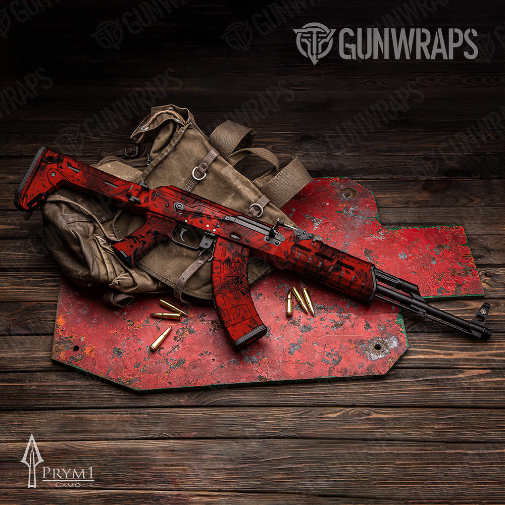 AK-47 Prym1 Camo Red Hunt Gun Skin Vinyl Wrap