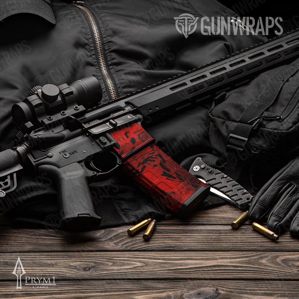 AR-15 Mag Prym1 Camo Red Hunt Gun Skin Vinyl Wrap