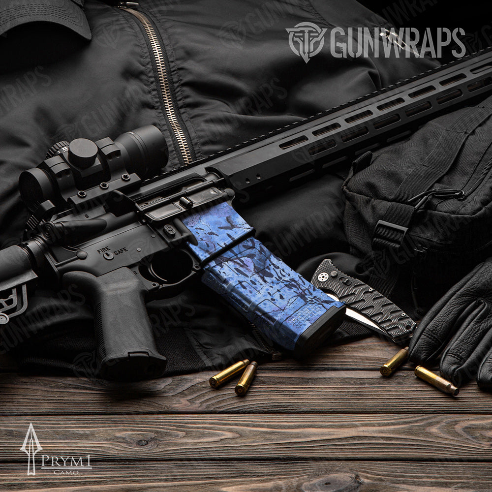 AR-15 Mag Prym1 Stream Blue Gun Skin Vinyl Wrap