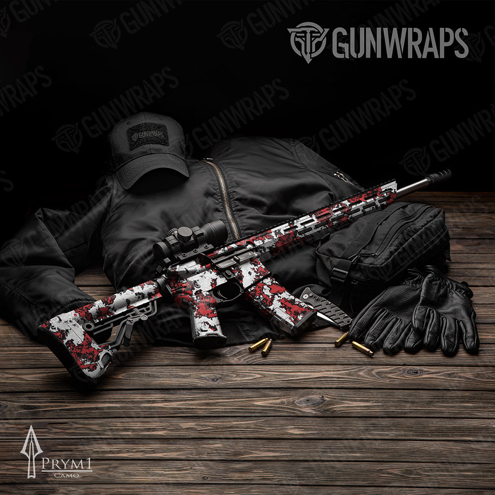 AR-15 Prym1 Boulder Black Red White Gun Skin Vinyl Wrap