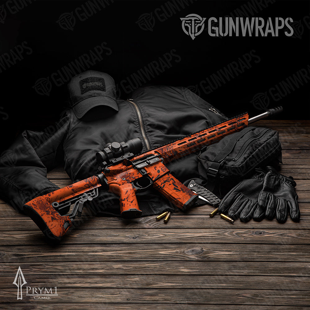 AR-15 Prym1 Camo Blaze Orange Gun Skin Vinyl Wrap