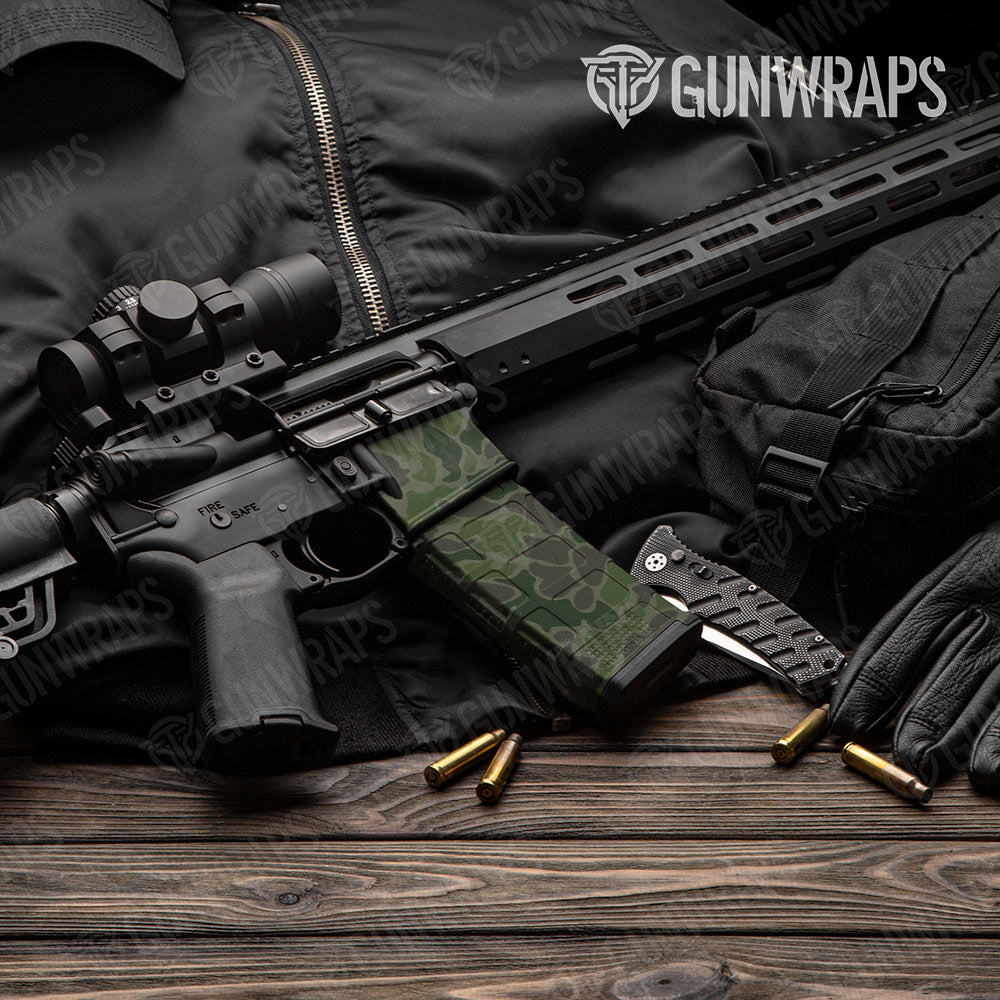 Old School Duck Army Dark Green AR-15 Mag & Mag Well Gun Skin Vinyl Wrap