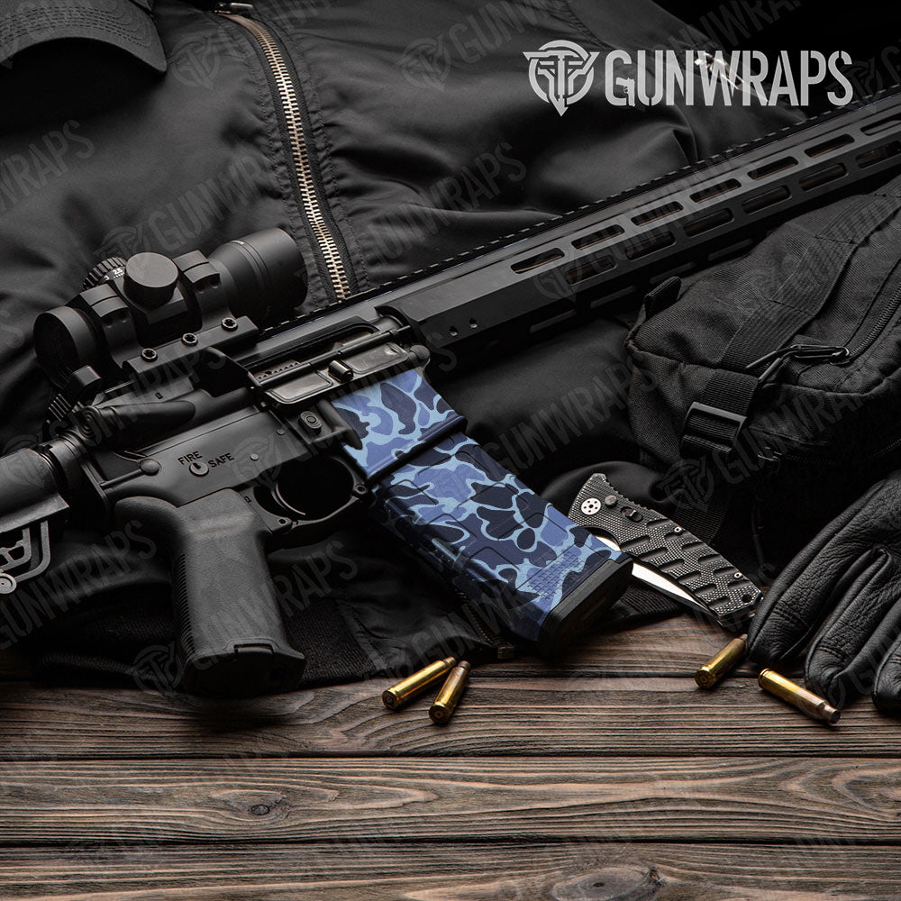 Old School Duck Blue Urban Night AR-15 Mag & Mag Well Gun Skin Vinyl Wrap