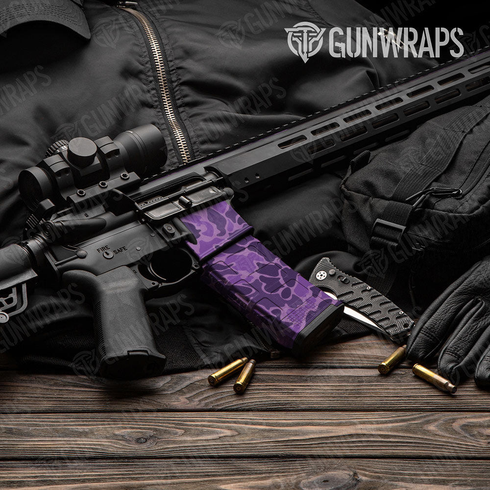 Old School Duck Elite Purple AR-15 Mag & Mag Well Gun Skin Vinyl Wrap