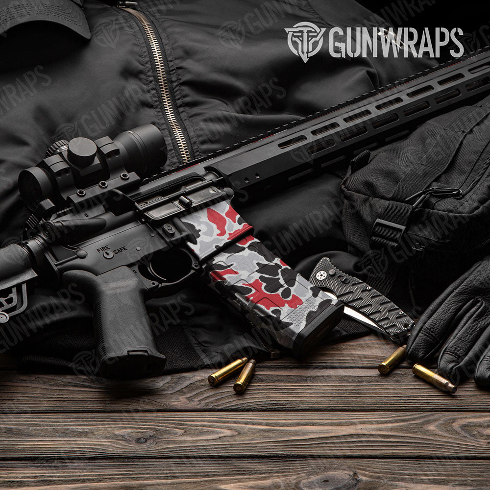Old School Duck Red Tiger AR-15 Mag & Mag Well Gun Skin Vinyl Wrap